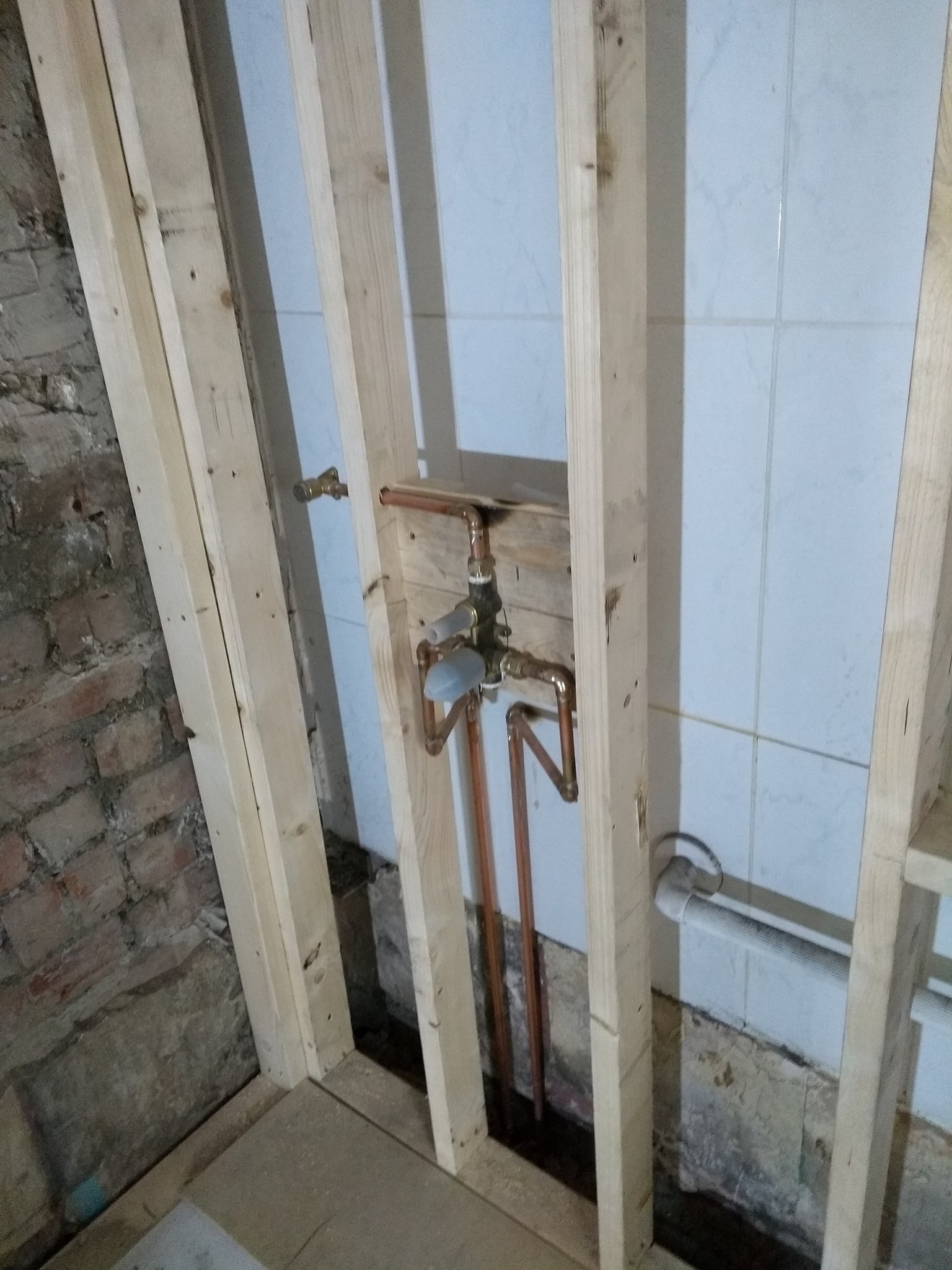 New pipework installed for concealed shower valve