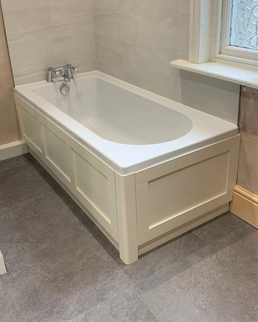 Bespoke manufactured and painted bath panel to match existing room furniture