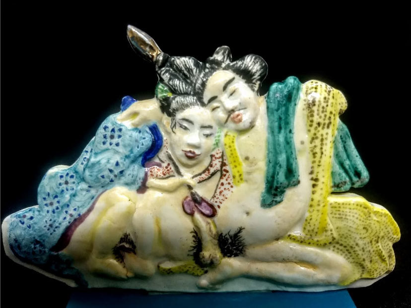 Japanese erotic art Shunga lithophane "Write me soon"