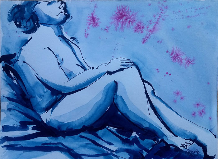 Frau in blau