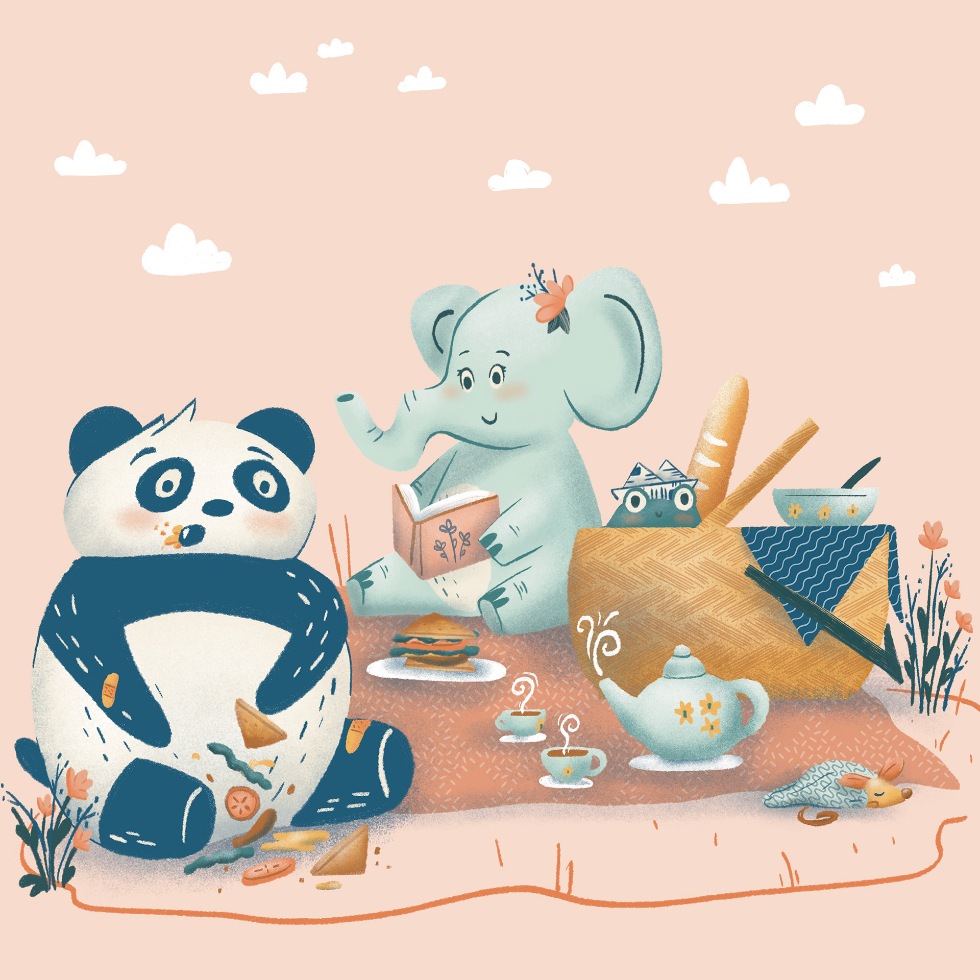 'Picnic' Focal Image 12x12" Digital Illustration