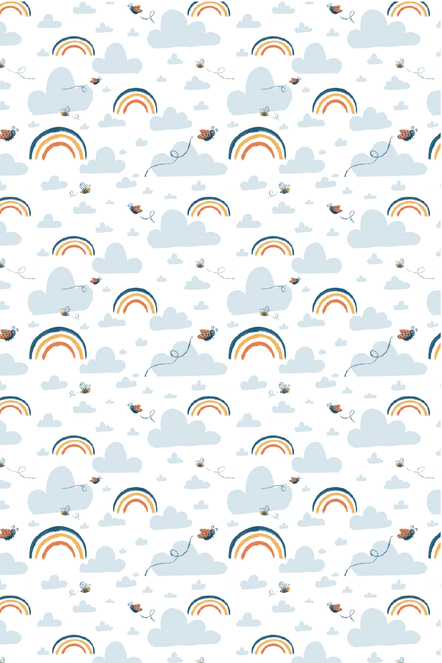 'Rainbows' Accent Pattern 12x18" Digital Illustration
