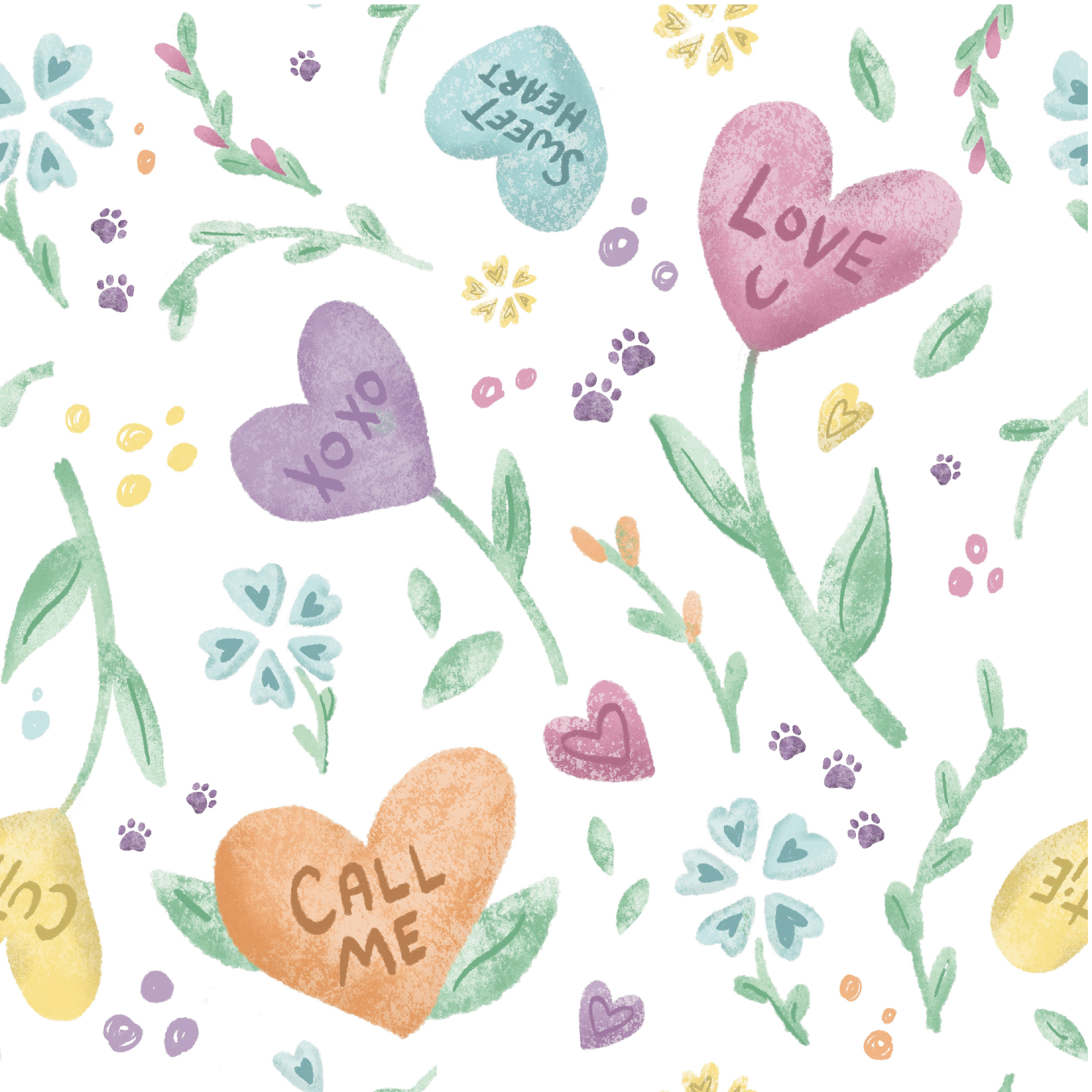 Floral Candy, Focal Pattern, Digital Illustration with Hand Lettering