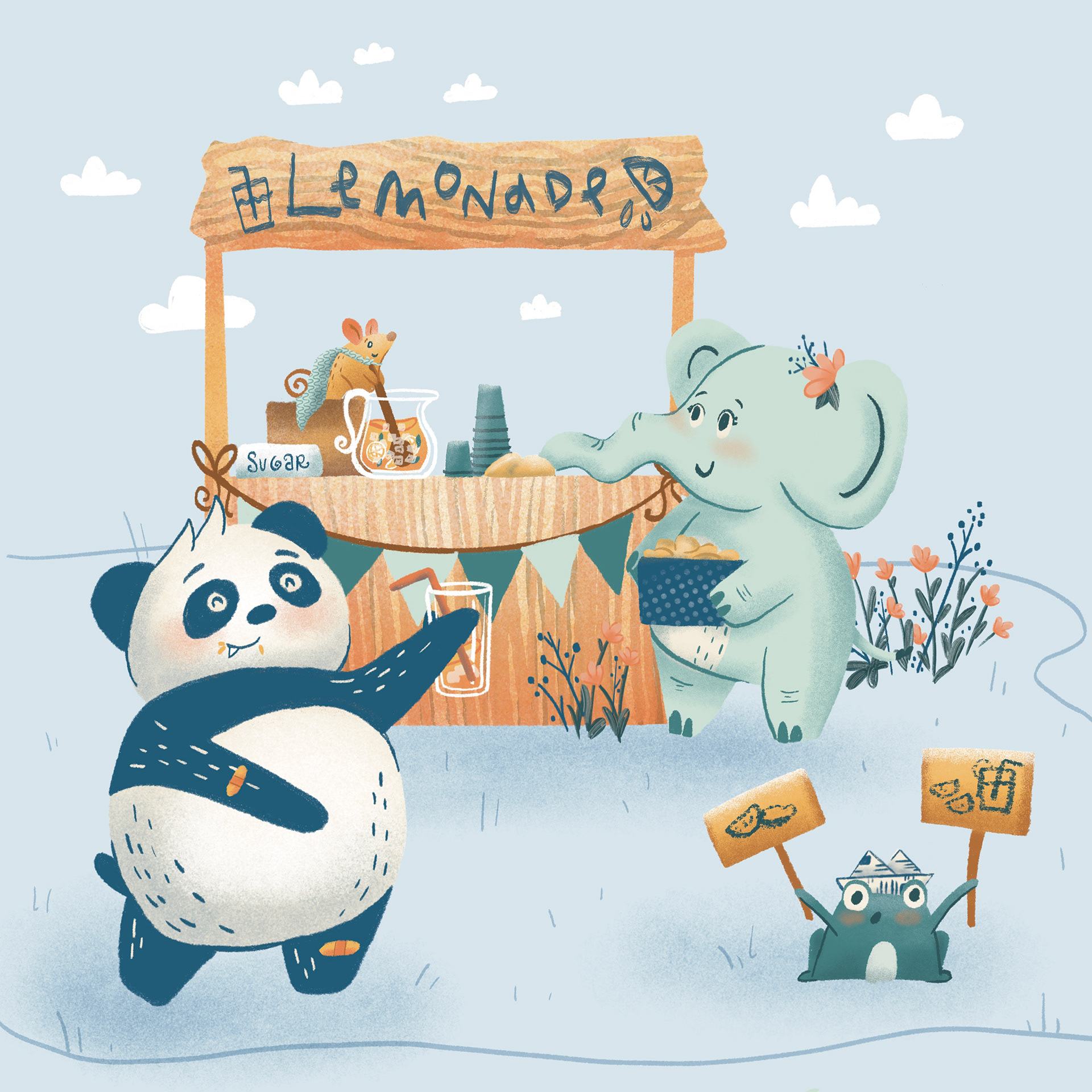 'Lemonade Stand' Focal Image 12x12" Digital Illustration