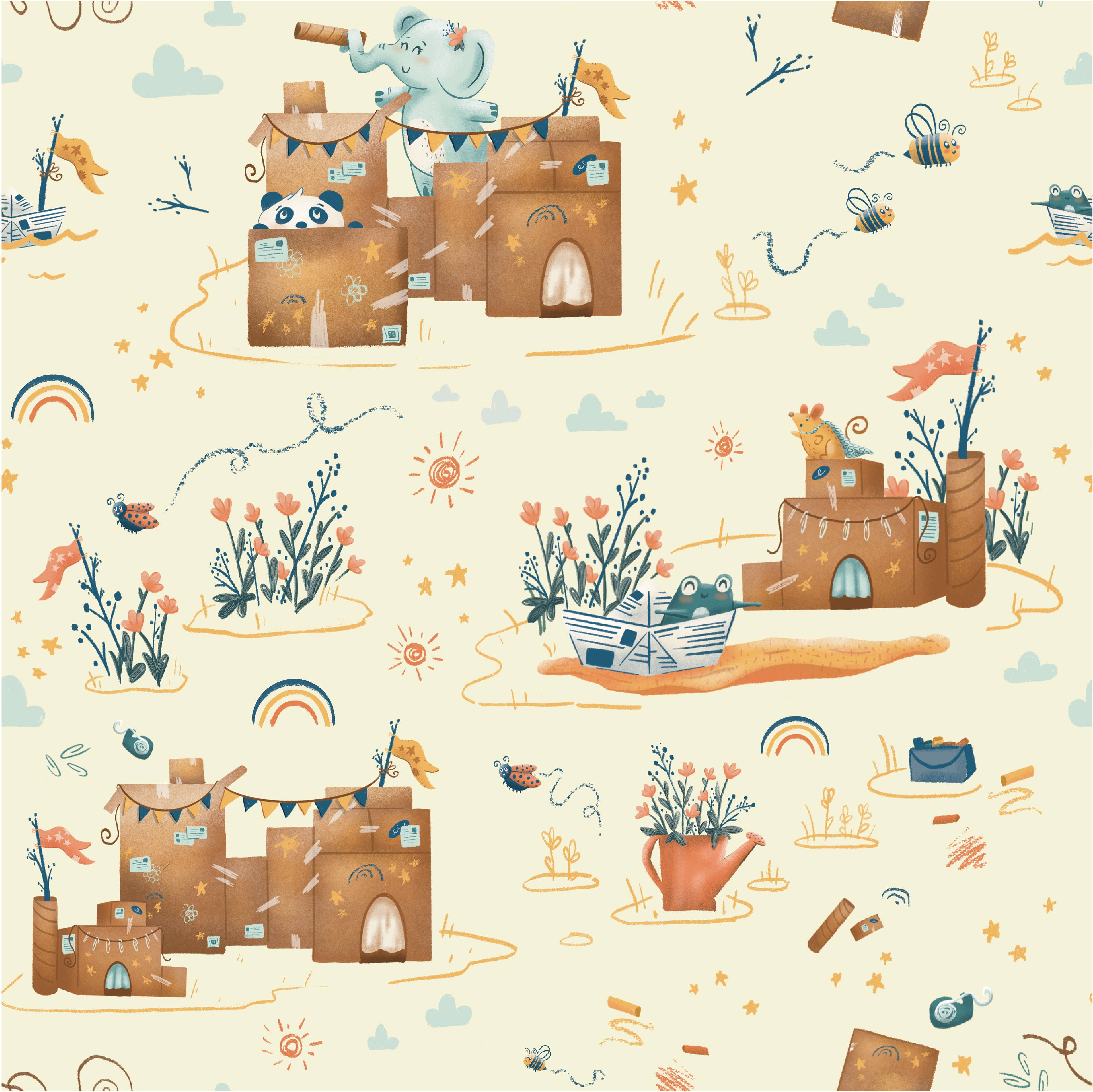Cardboard Forts, Focal Pattern, Digital Illustration
