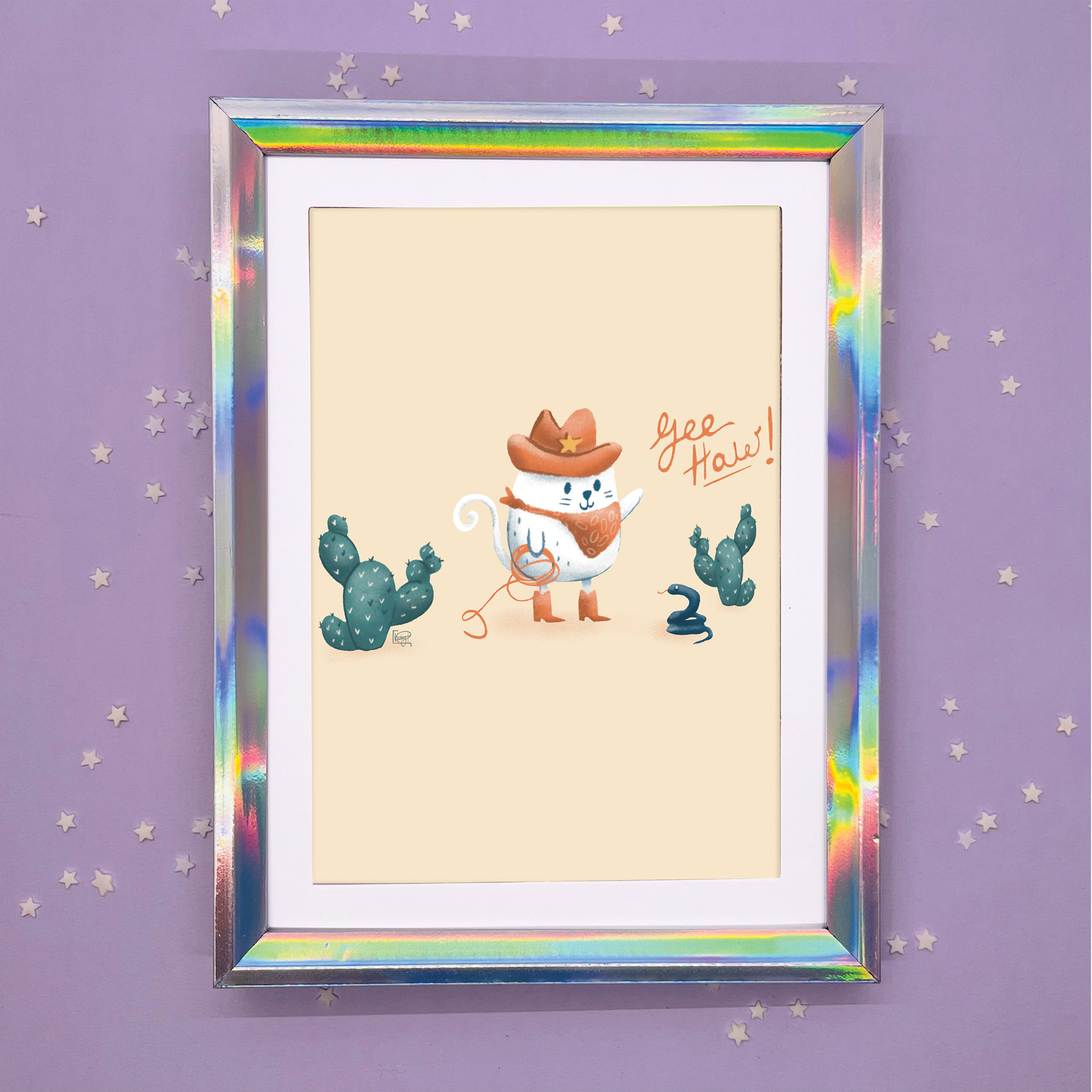 Cowboy Cat Framed Art Print
