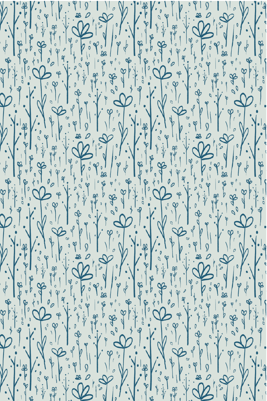 'Flowers' Accent Pattern 12x18" Digital Illustration