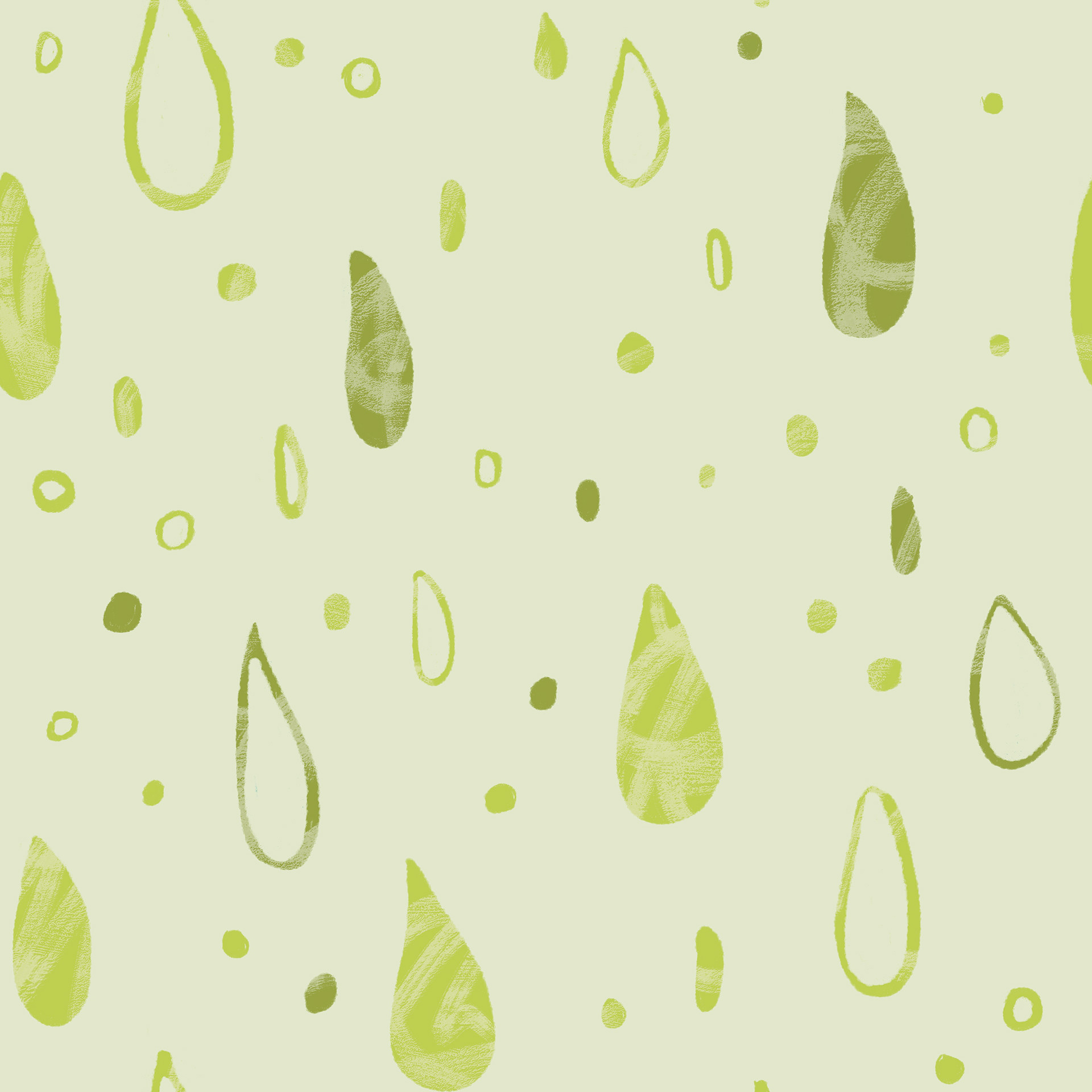 'Dew Drops in Green' Simple Pattern 12x12" Digital Illustration
