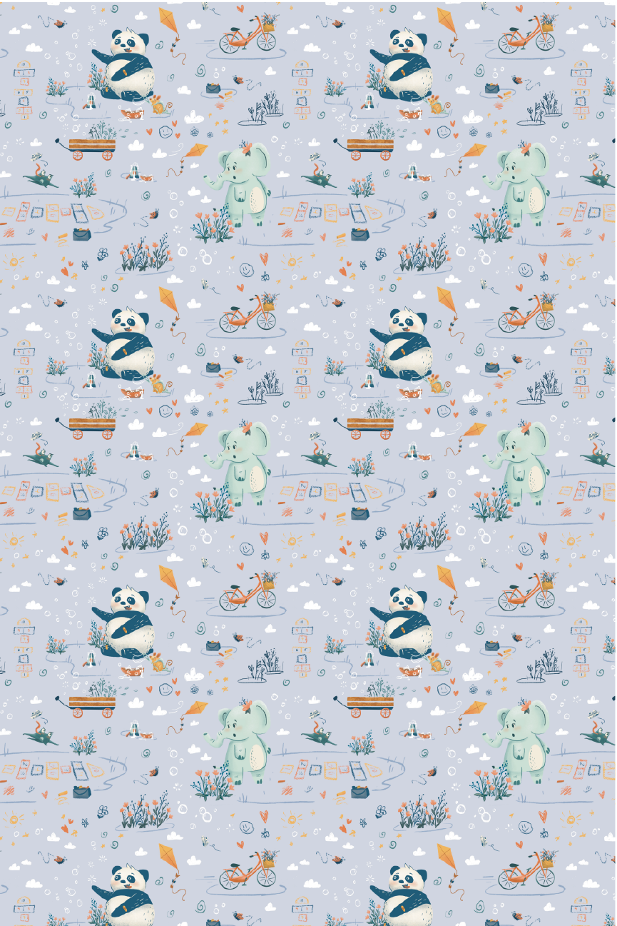'Hopscotch' Focal Pattern 12x18" Digital Illustration