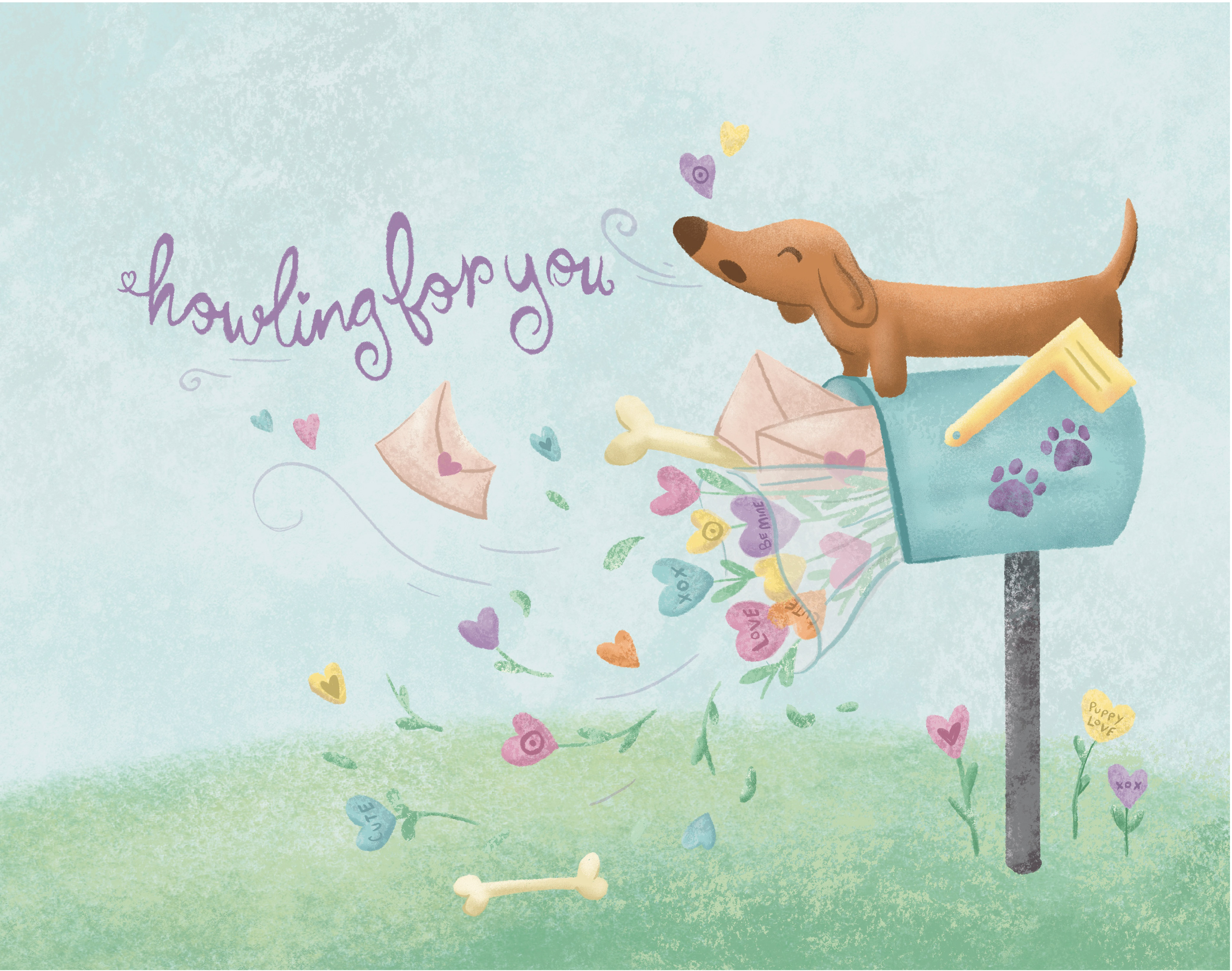 Howling for you, 11x14", Digital Illustration with Hand Lettering