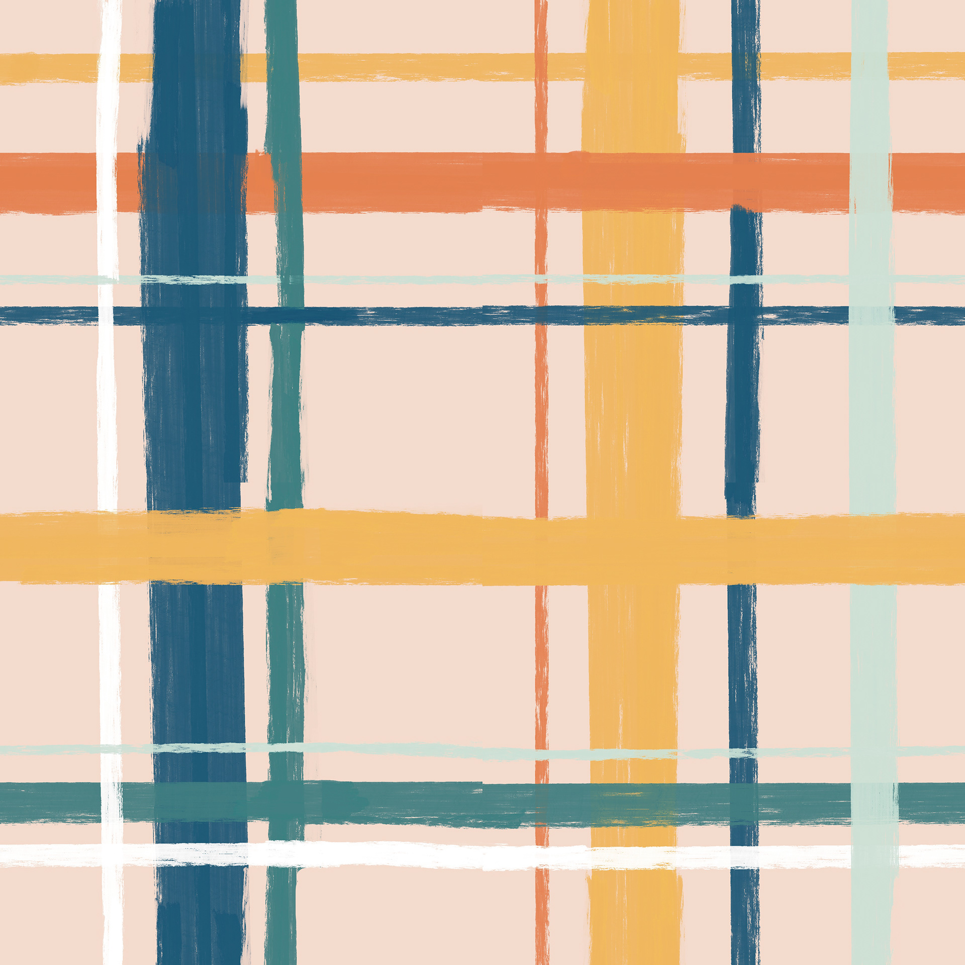 'Cowboy Plaid in orange' Simple Pattern 12x12"  Digital Illustration