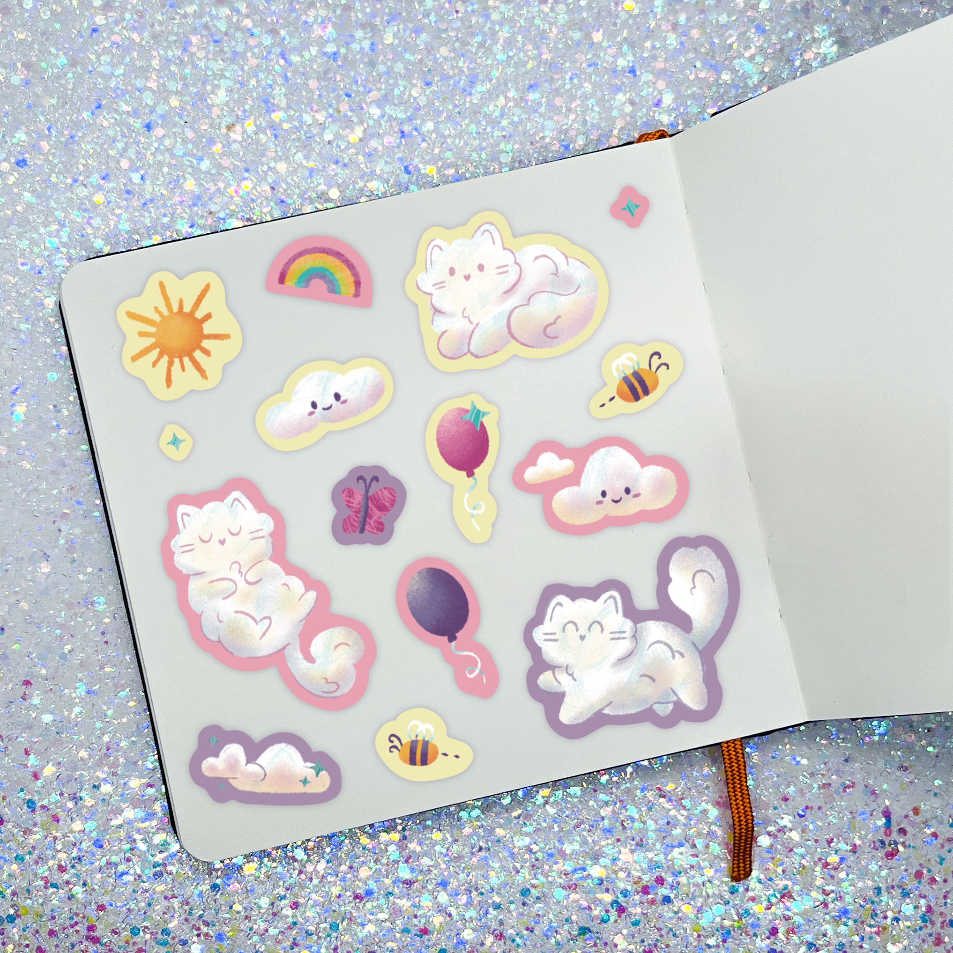 Daydreaming Cat Cloud Stickers