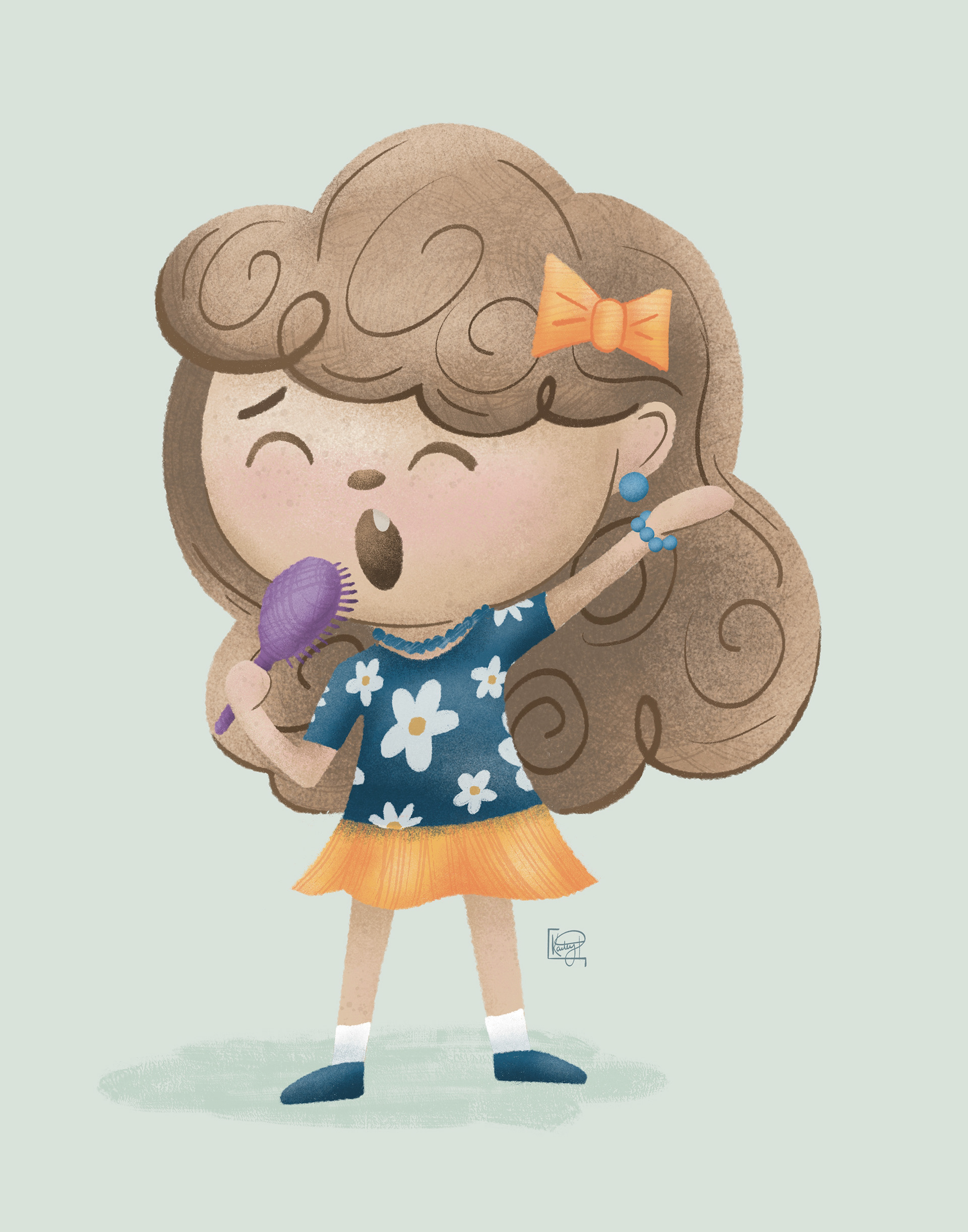 My Singing Hair Stylist , 11x14", Digital Illustration