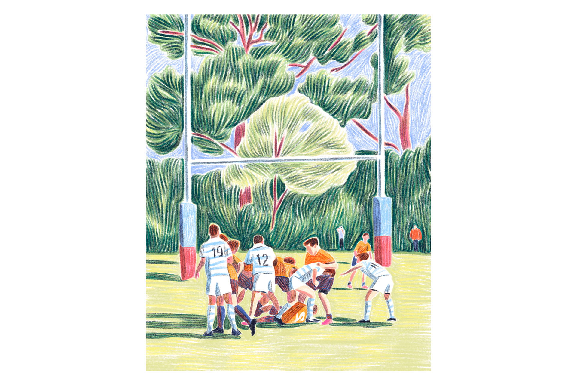 dessin rugby les echos caroline peron crayon de couleur
