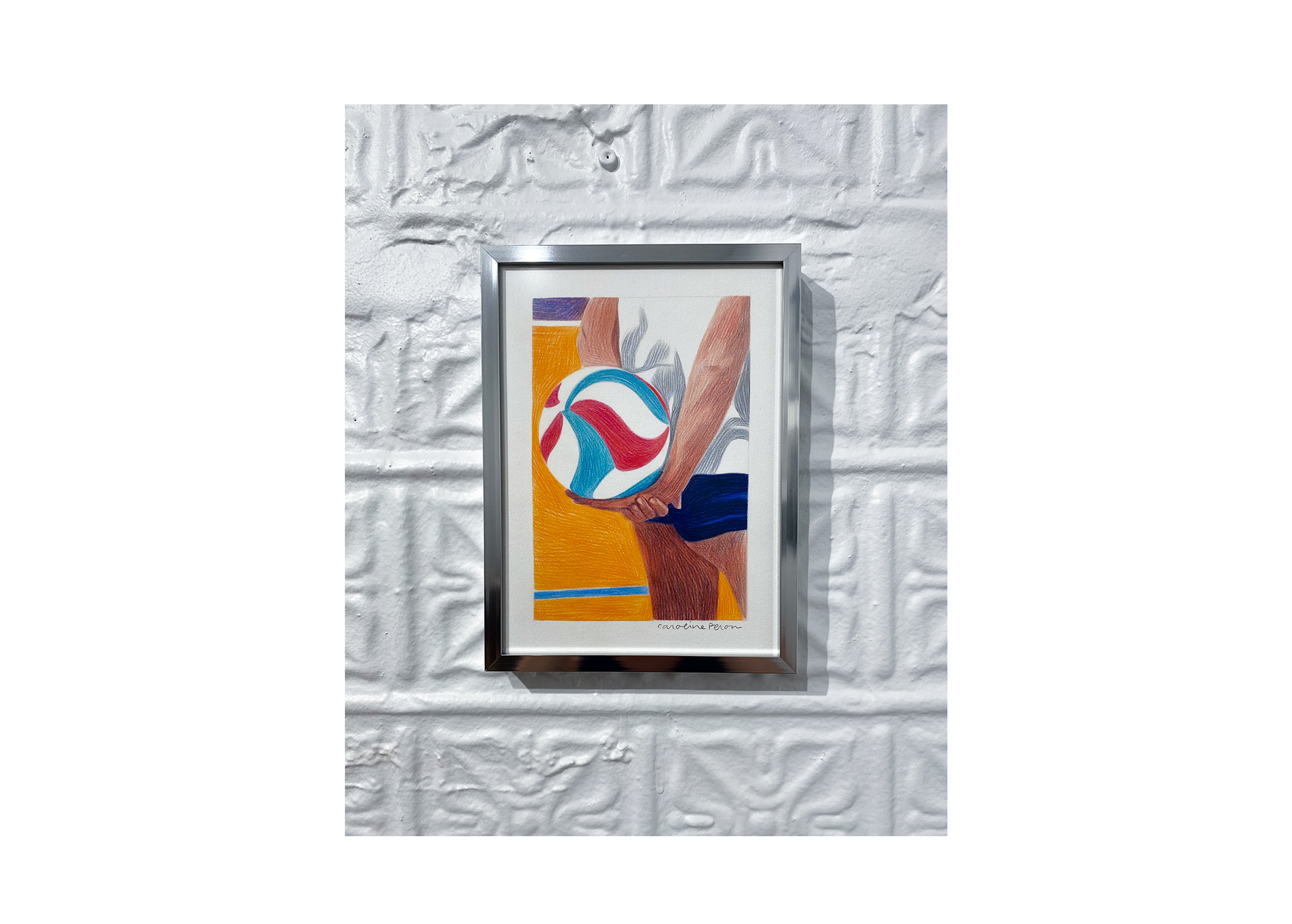 balle volley caroline peron dessin crayon de couleur exposition