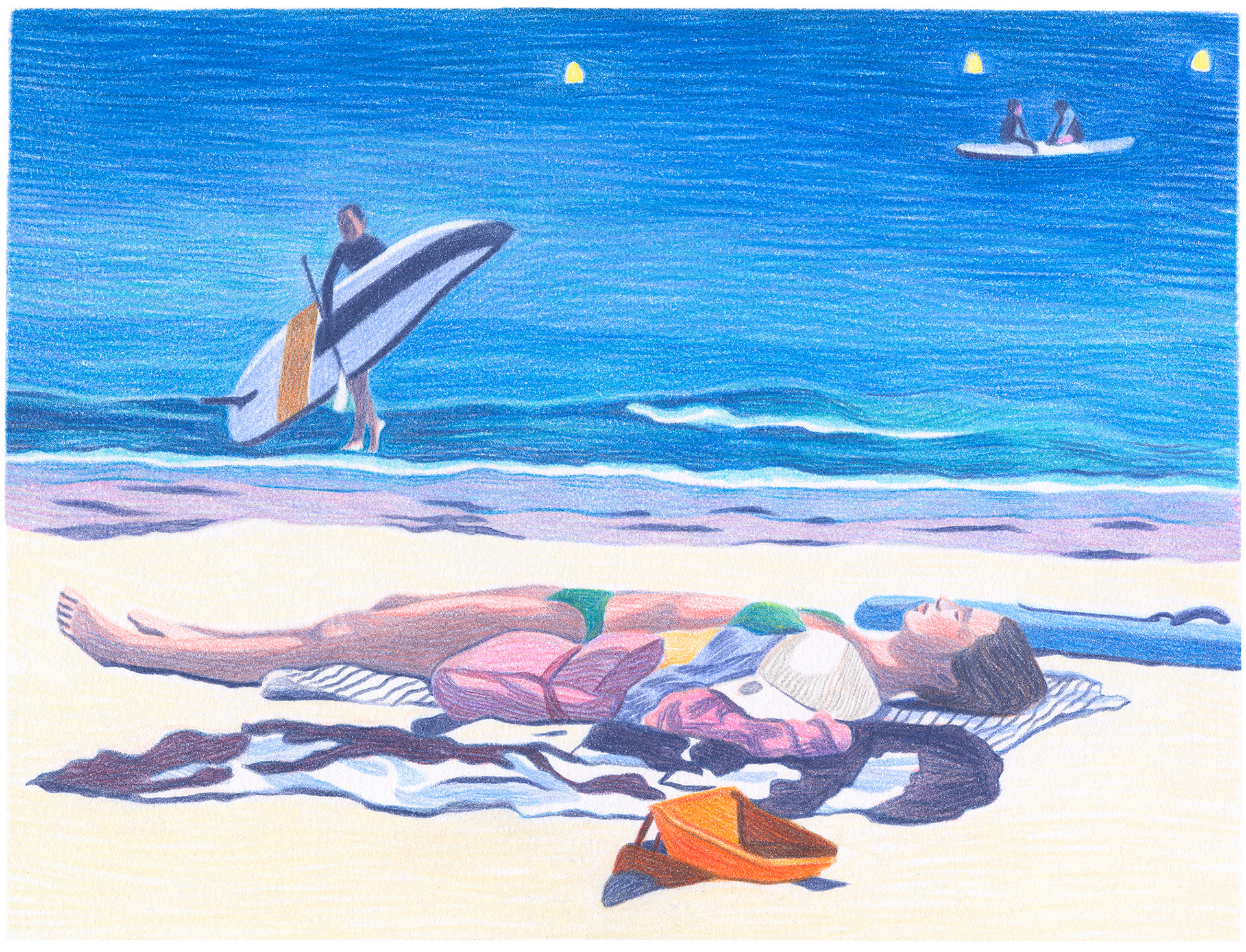 caroline péron peron crayon de couleur dessin été plage