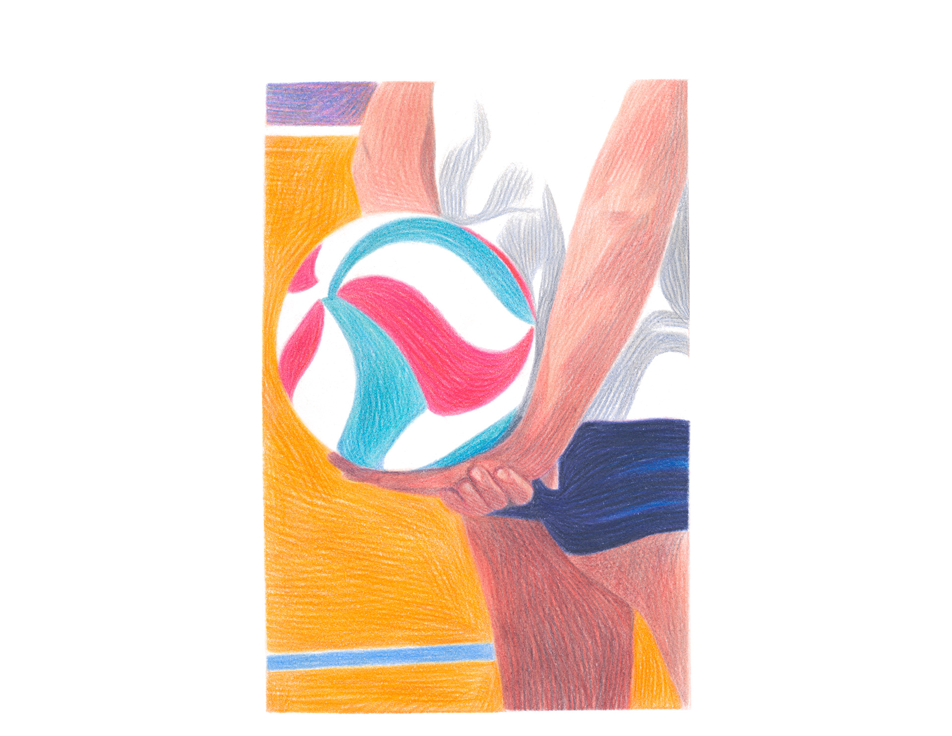 balle volley caroline peron dessin crayon de couleur exposition