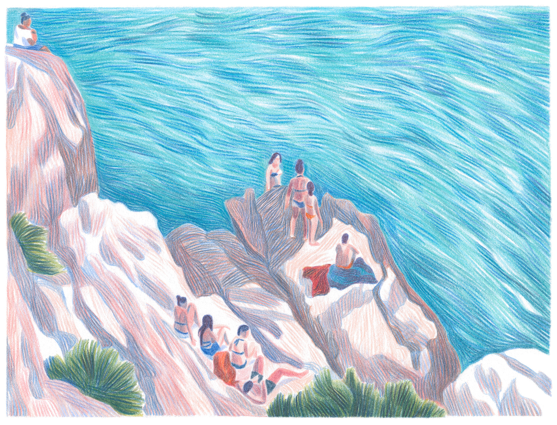 caroline péron peron crayon de couleur été calanque