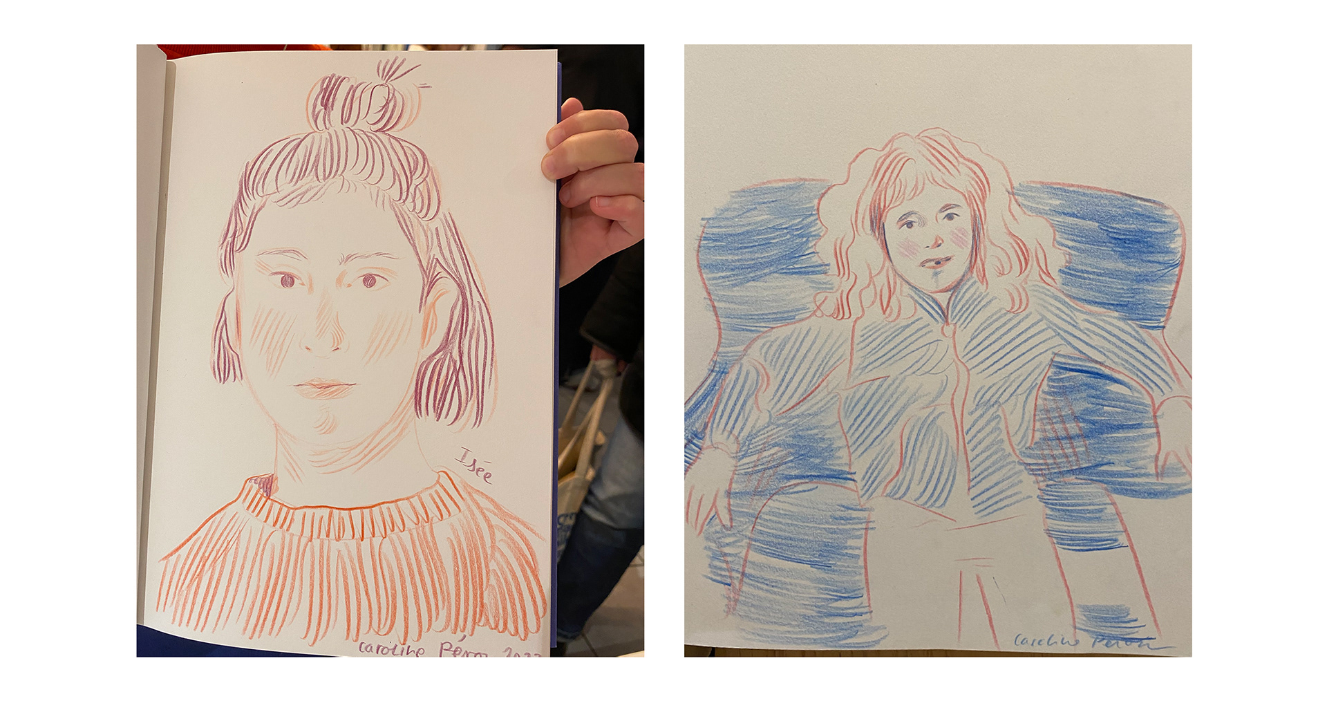 caroline peron portrait crayon de couleur