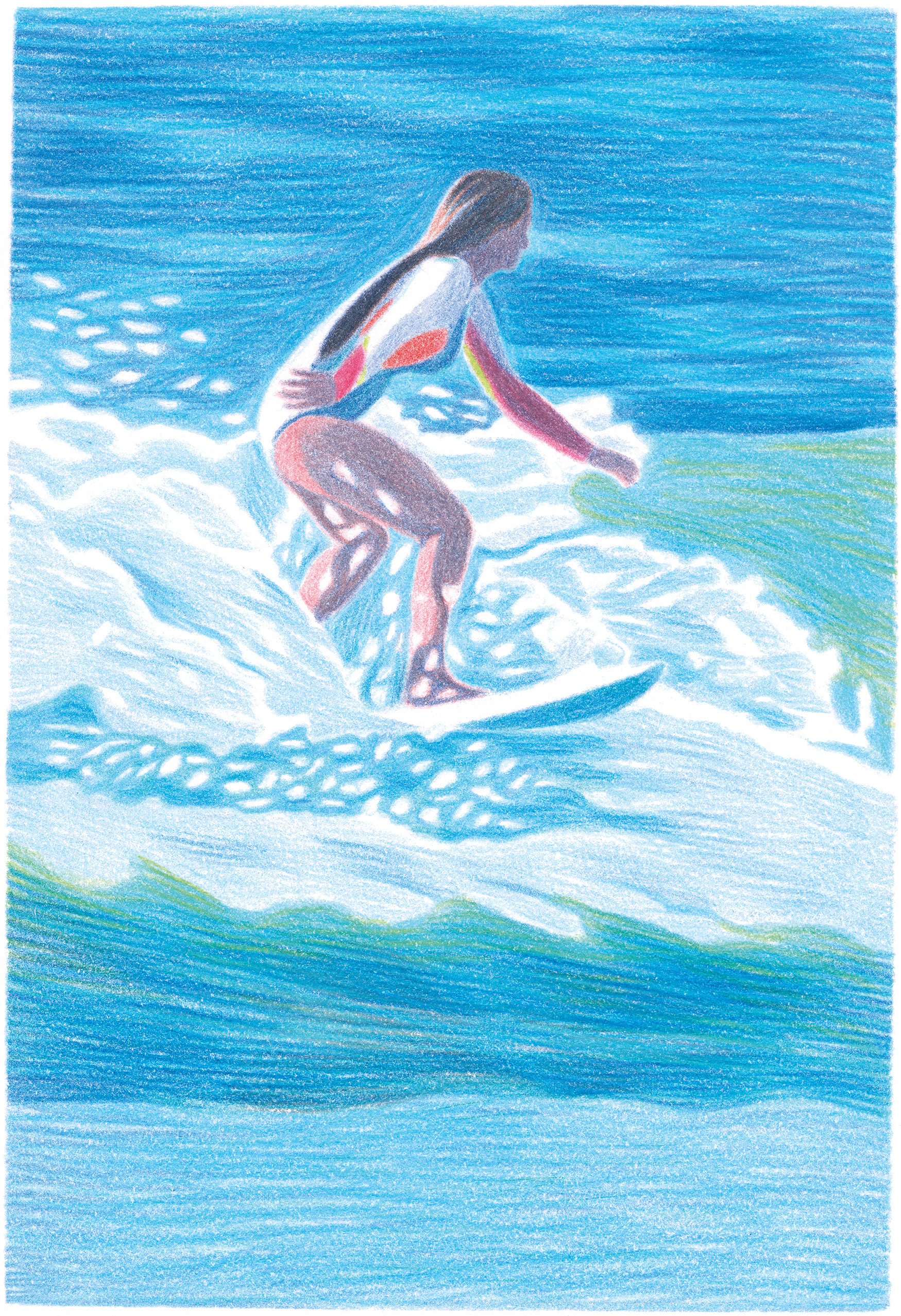 caroline péron peron surf surfeuse sport crayon de couleur