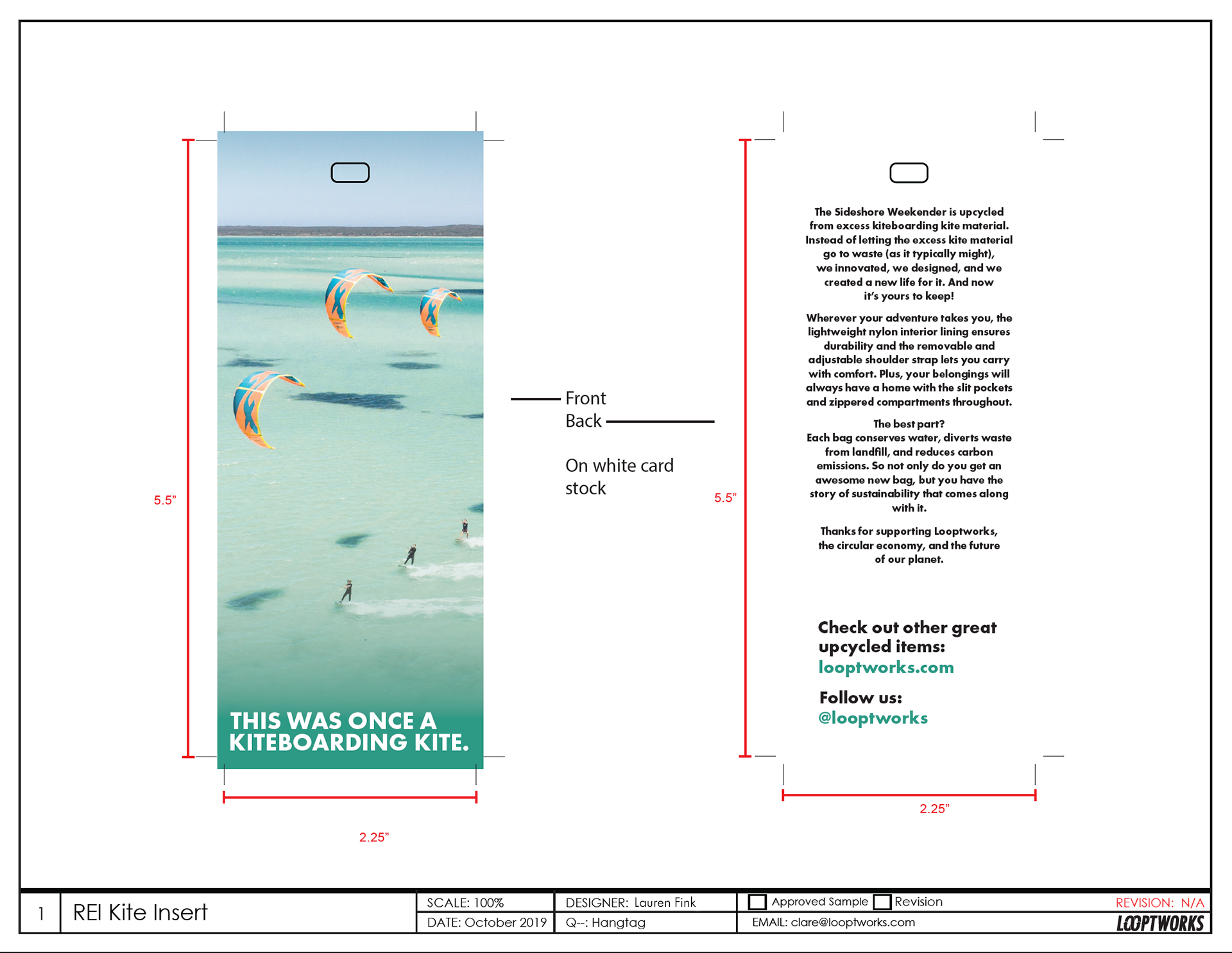 Inner tag info tag, front and back