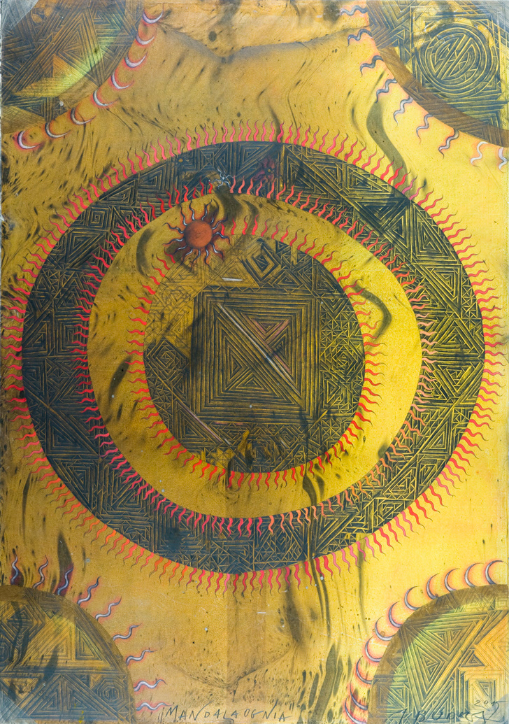 Fire mandala, 70x100cm, lithopastel