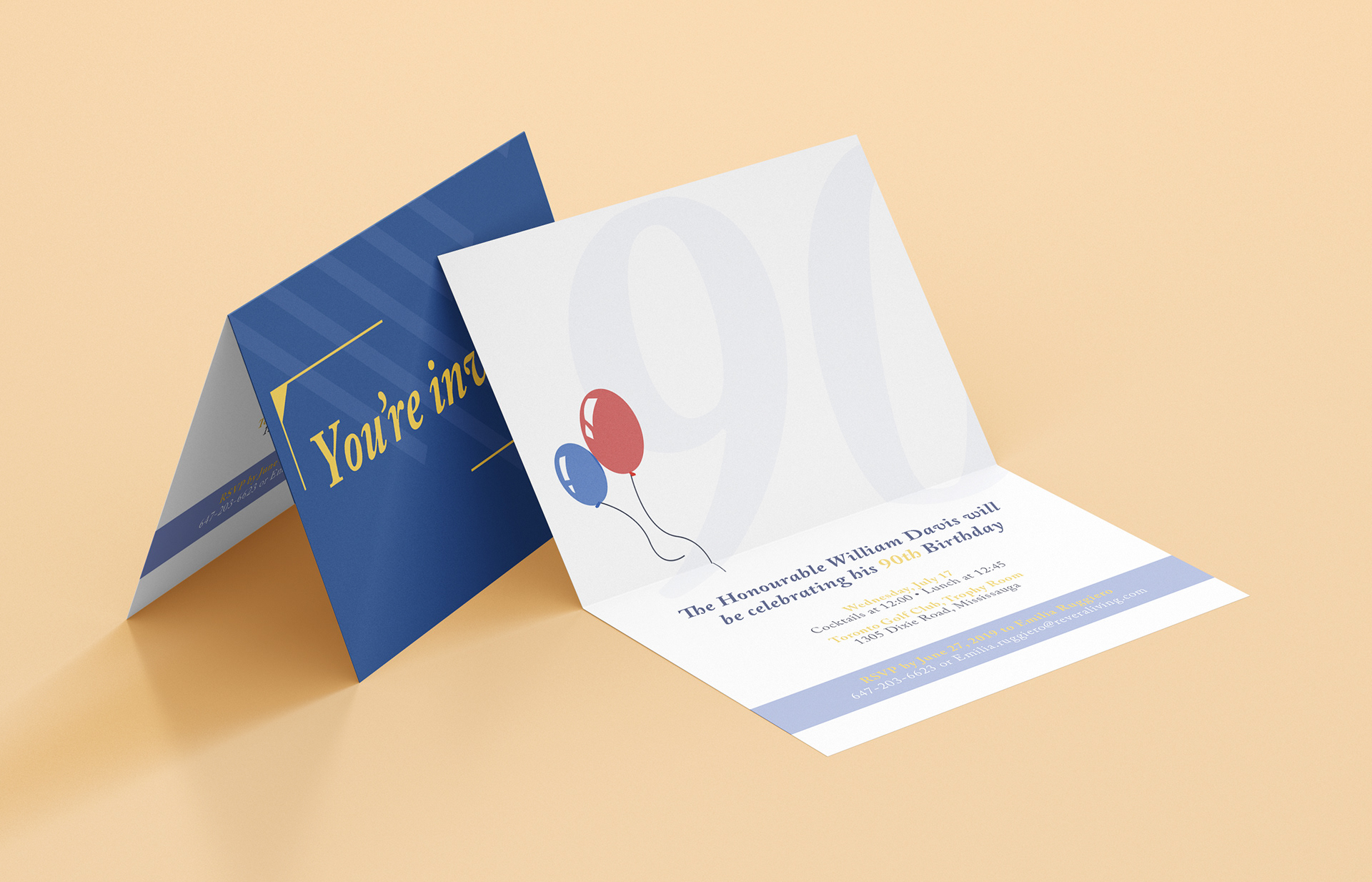 One of the first projects I worked on at Revera, an invite card.