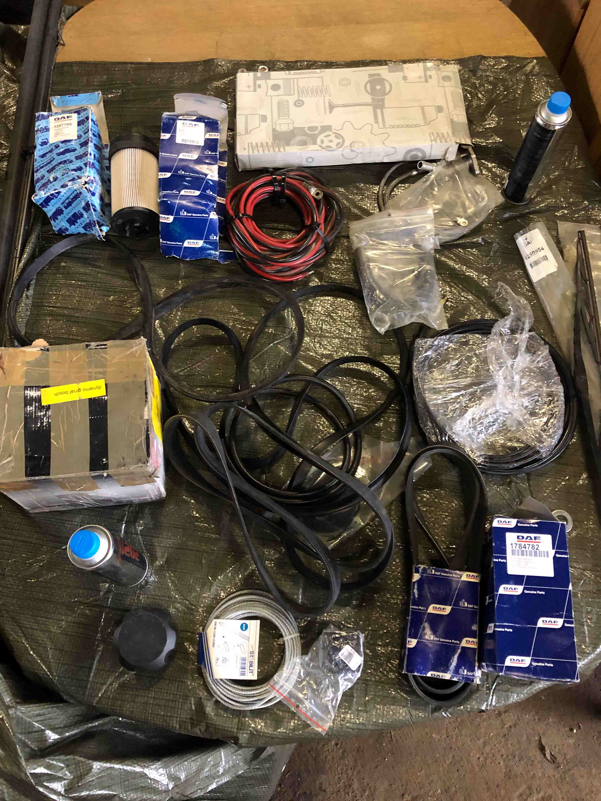 Fuel filters, belts, dynamo, wires, etc.