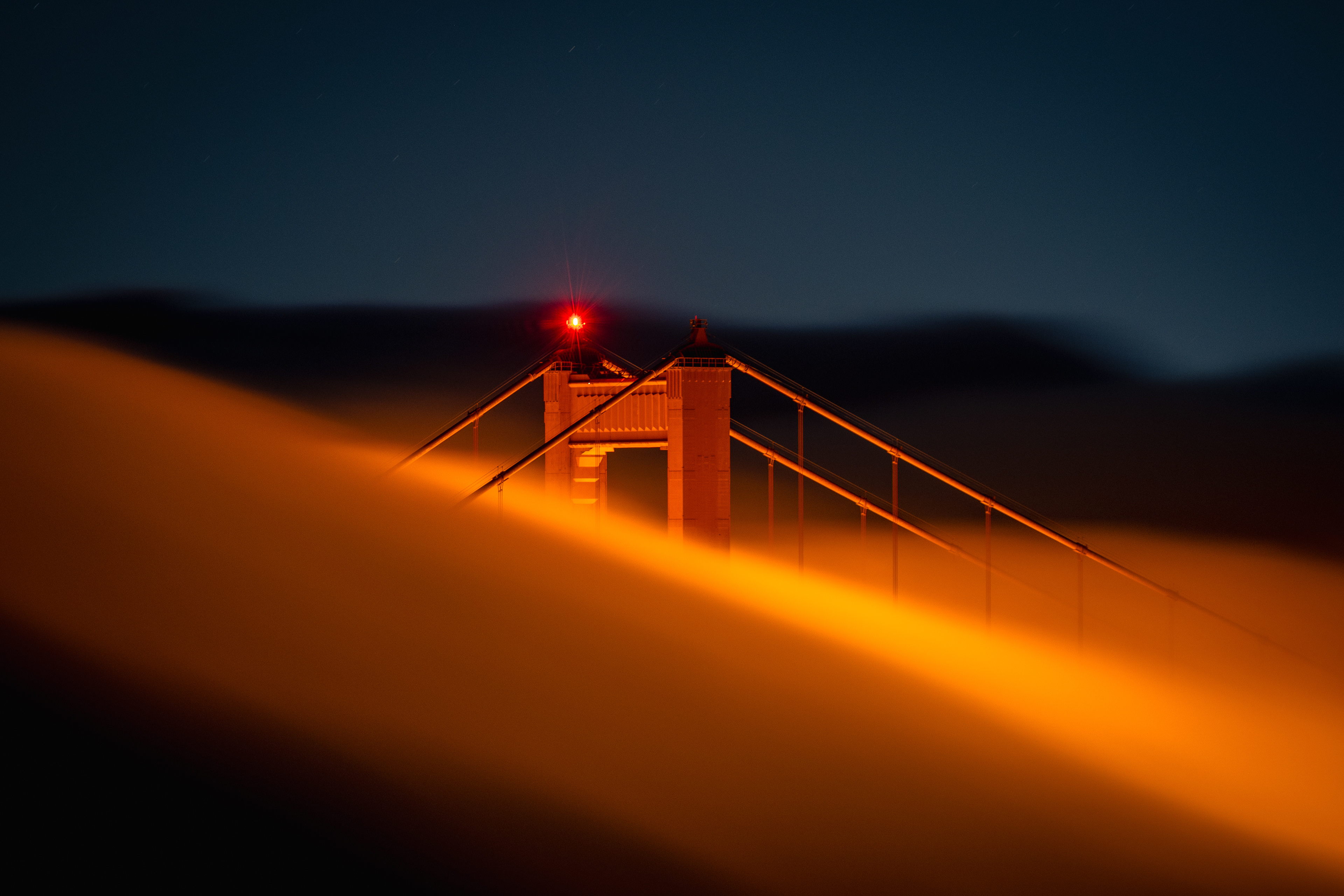 Golden Gate Bridge with heavy low fog