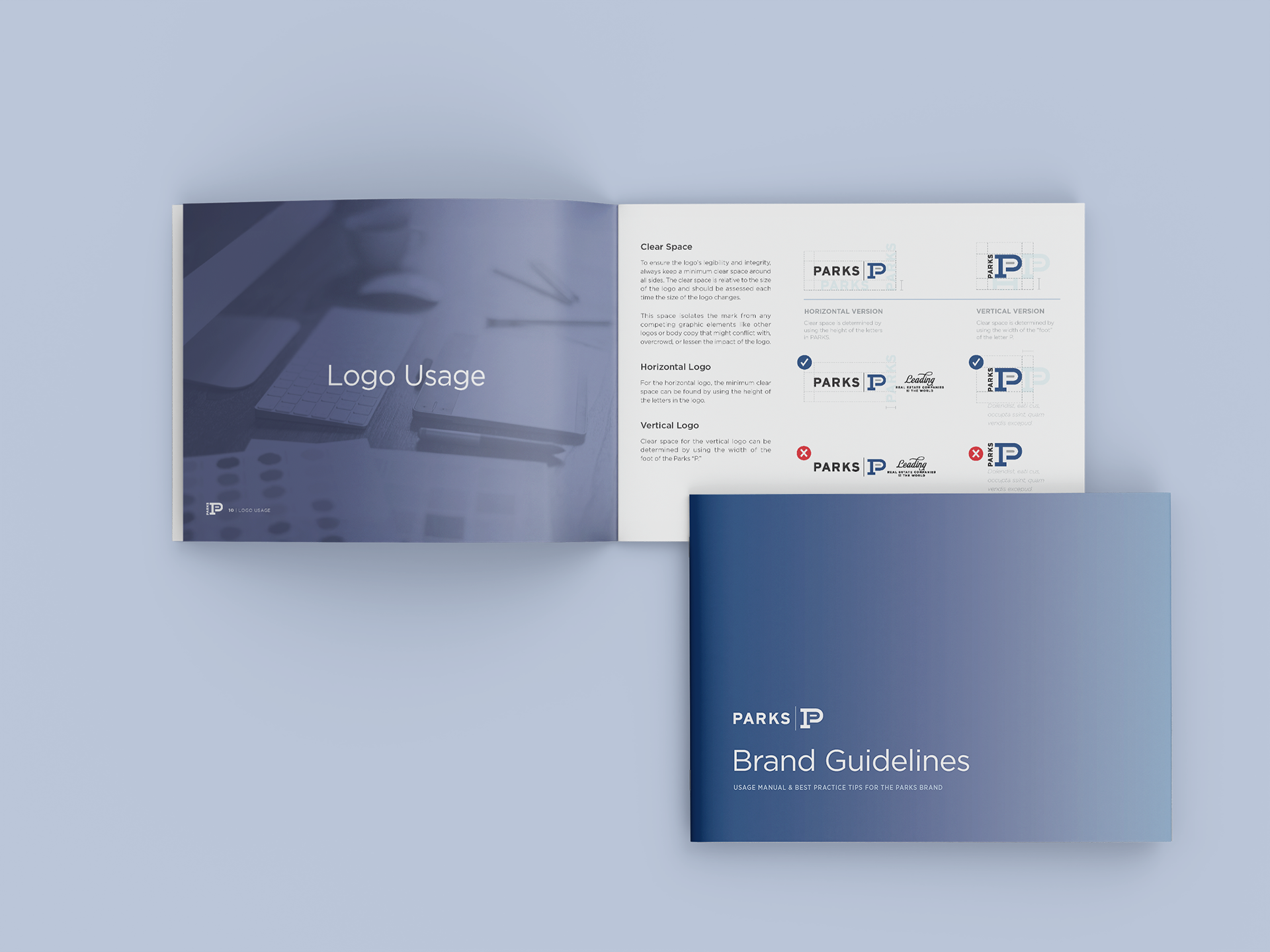 Refreshed brand guidelines for Parks Real Estate following merger // Brand system development and layout design