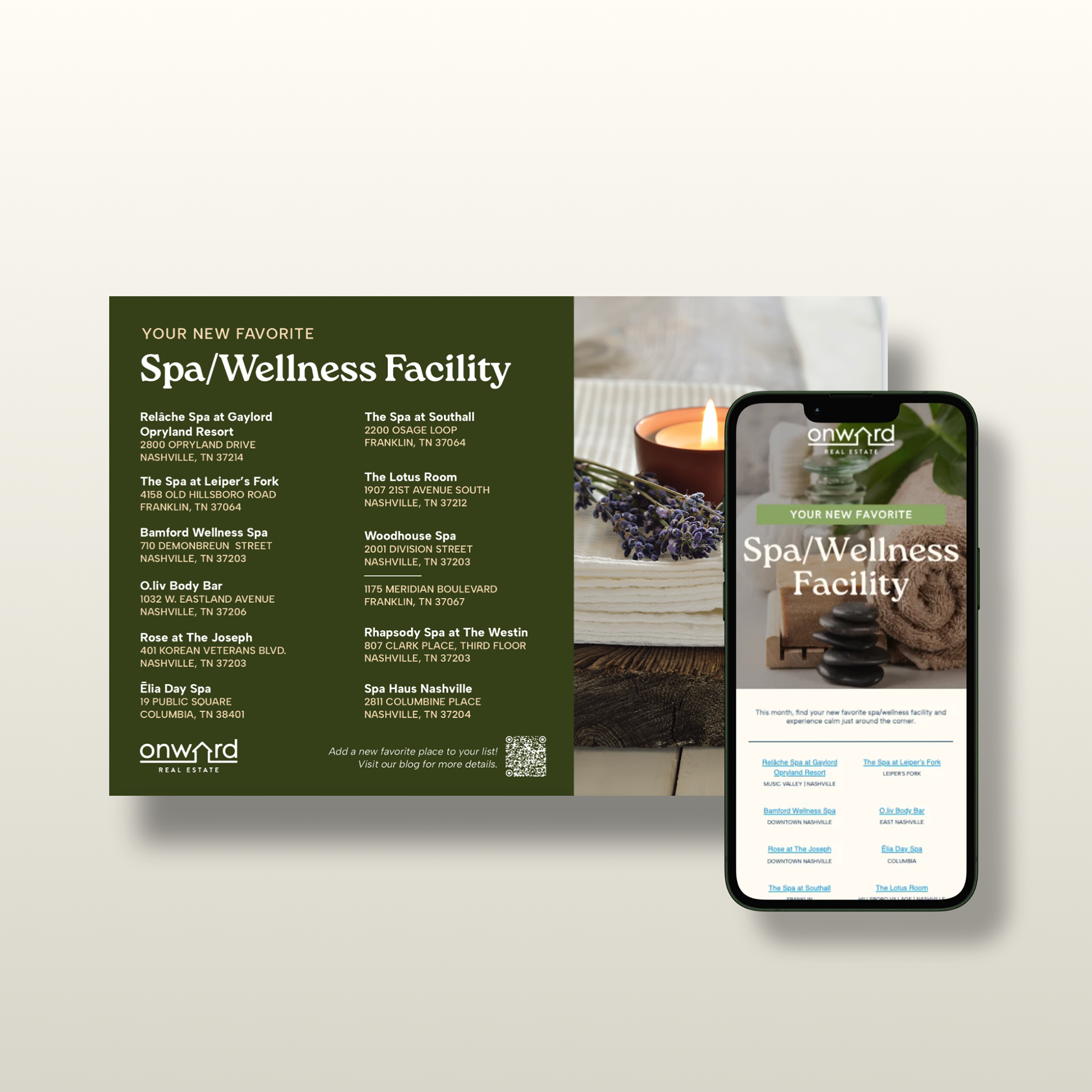 Monthly touchpoints for Onward Real Estate // Direct mail and e-newsletter