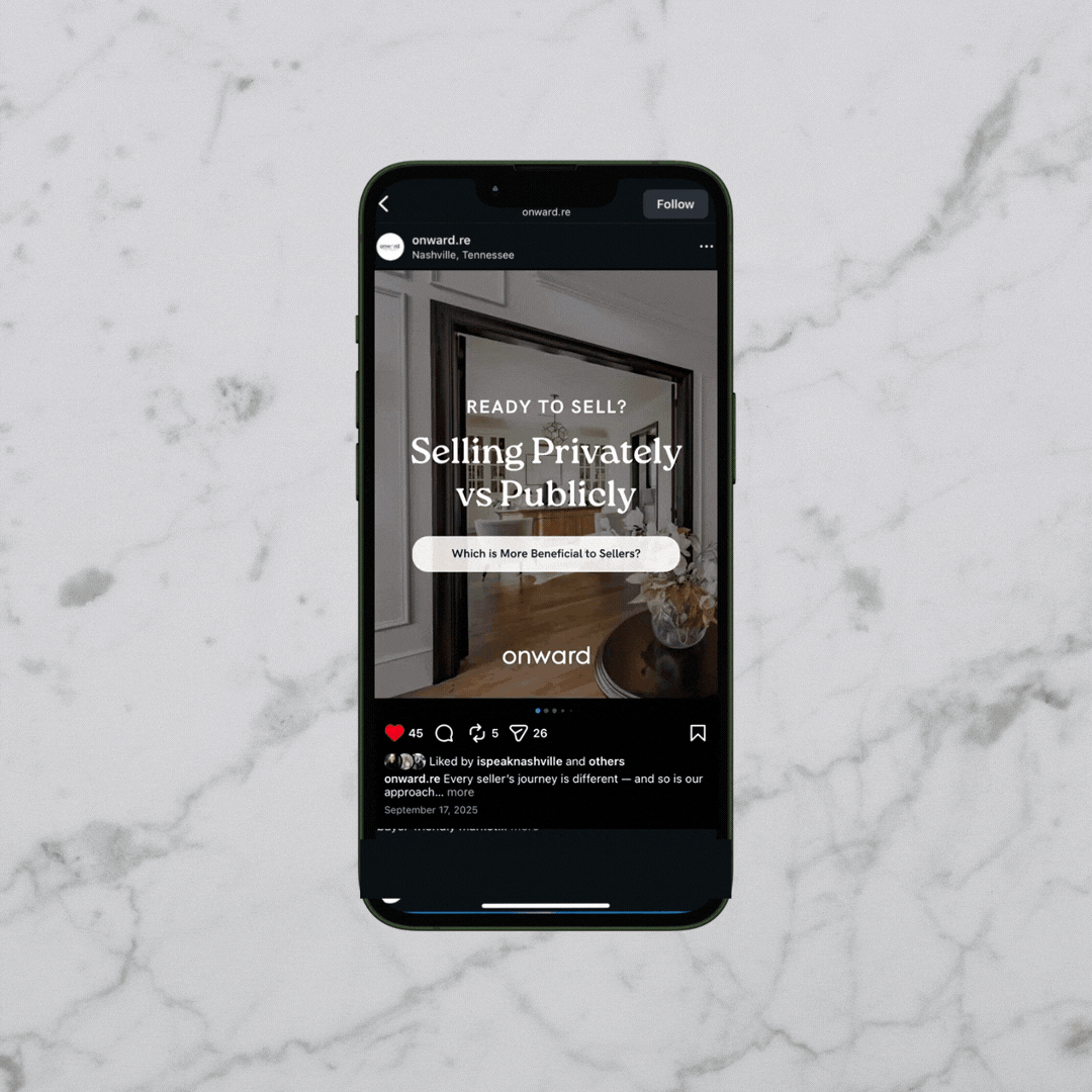 Instagram carousel for Onward Real Estate // Education and brand positioning
