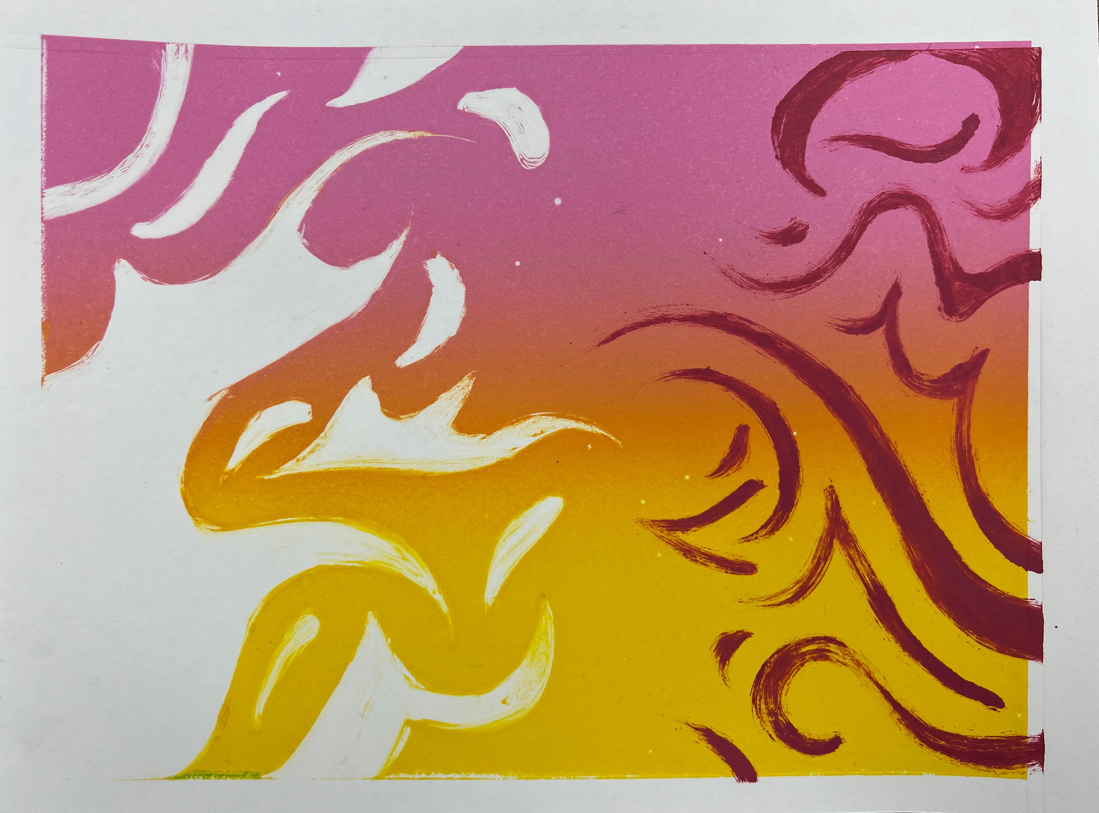 Hand-erasing, rainbow roll, hand-painted, two layers