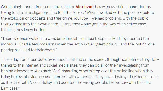 First-hand crime scene experience