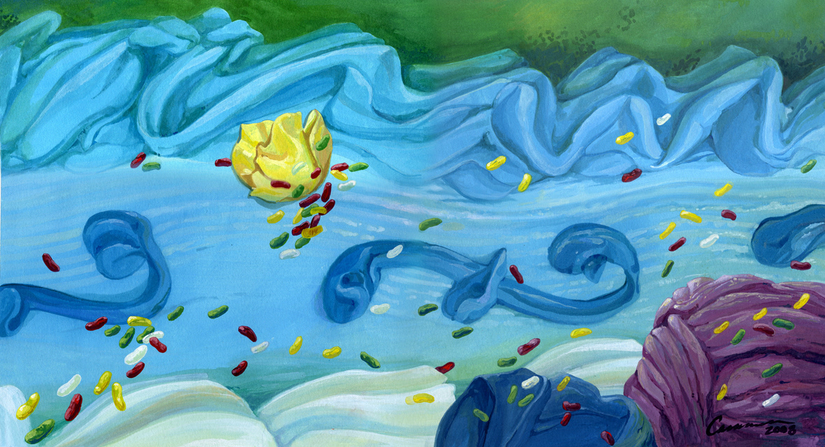 Celebración V, 2008 - Gouache auf Papier / Gouache sobre papel / Gouache on paper - 28 x 50,5 cm