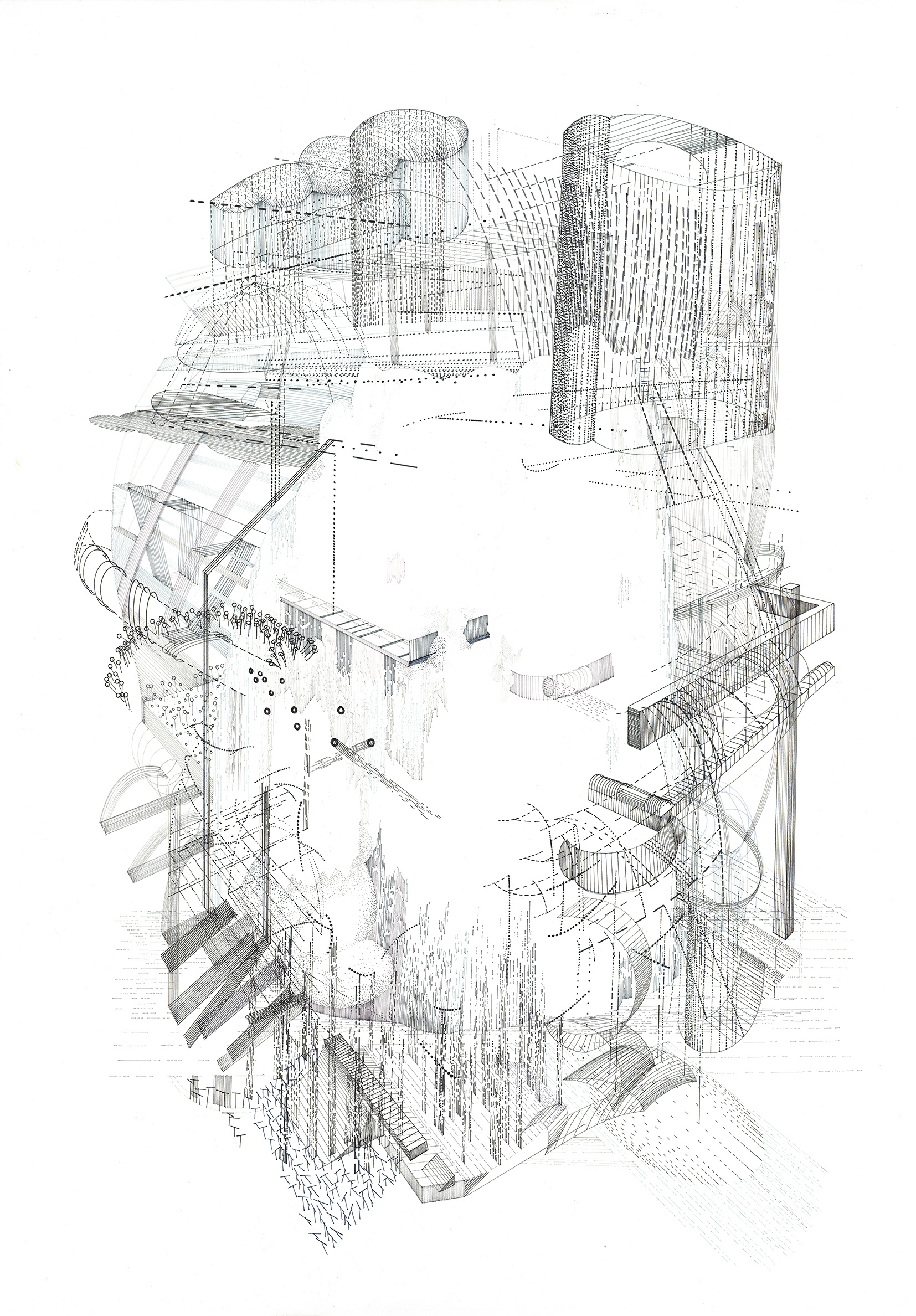 Die Ruhe der Mitte, 2020 – Tinte auf Papier, 100 × 70 cm