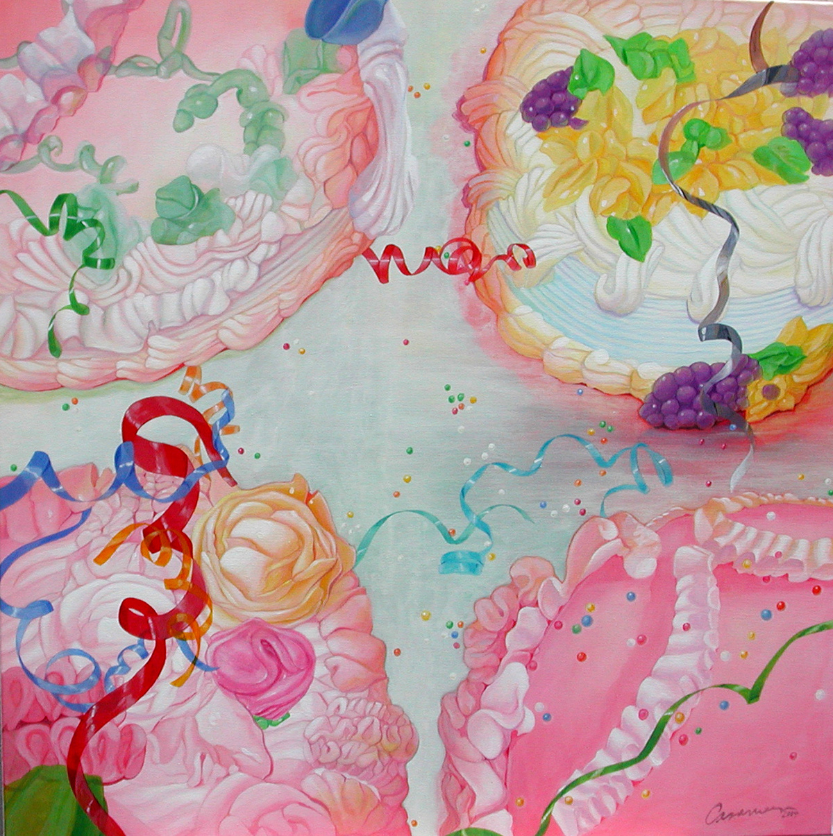 Celebración IV, 2004 - Acryl auf Leinwand / Acrilico sobre lienzo / Acril on canvas - 100 x 100 cm