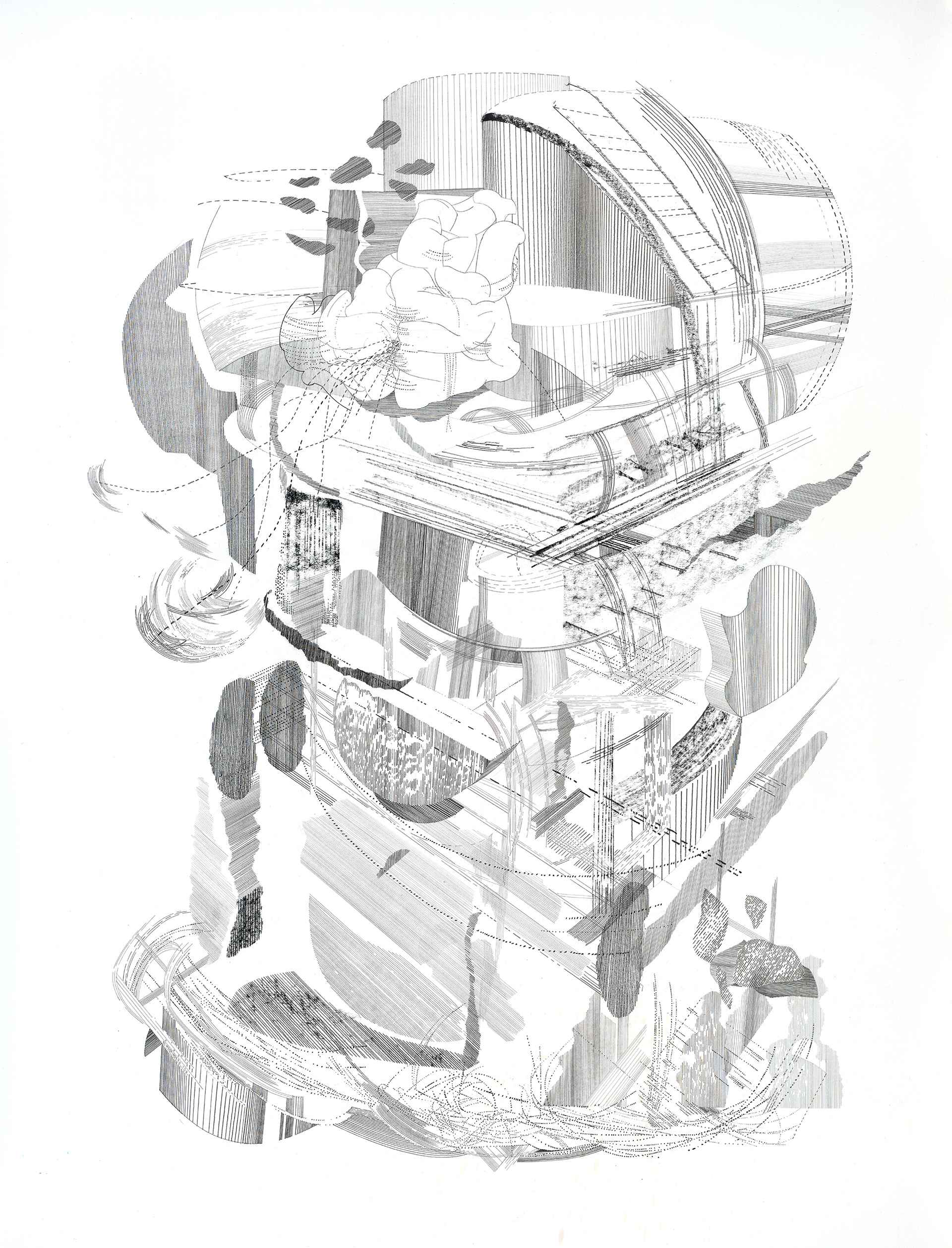 Schwimmende Ressourcen -2021, Graphit auf Papier, 120 x 90 cm