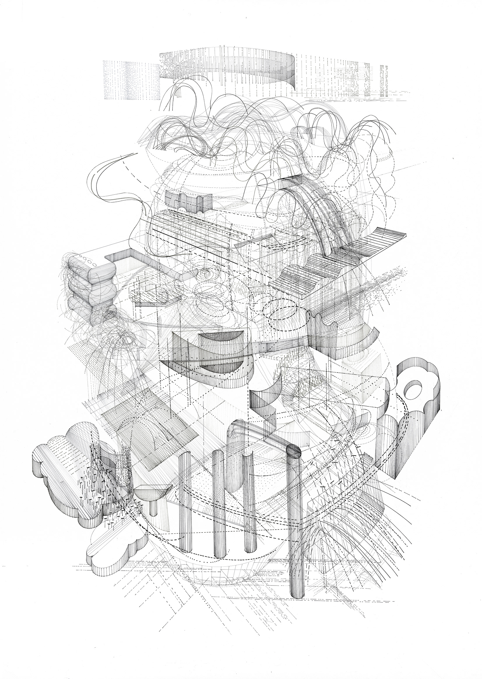 Verflüssigen, 2019 – Tinte auf Papier, 120 × 90 cm