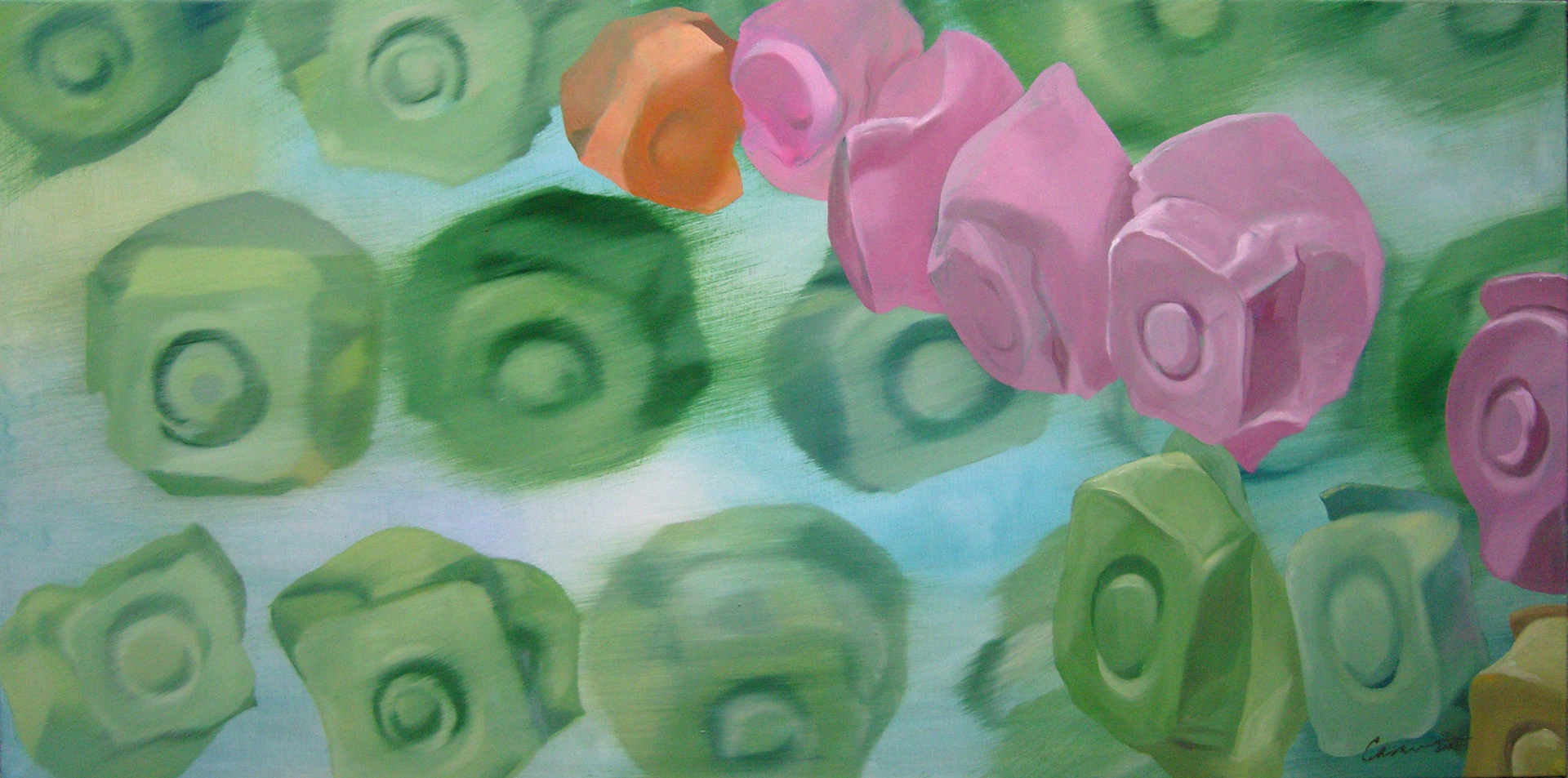 Rosa Quer, 2007 - Öl auf Leinwand - 50 x 100 cm