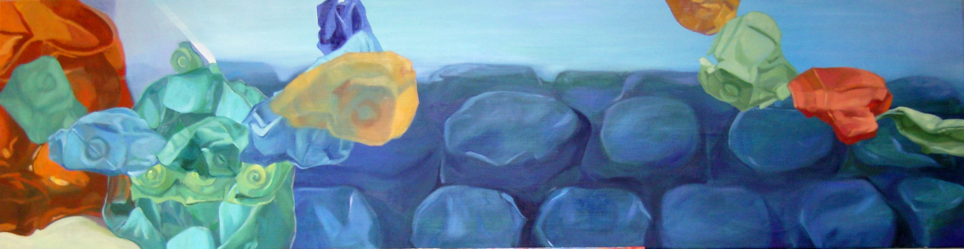 Die Kette, 2008 - Öl auf Leinwand / Óleo sobre lienzo / Oil on canvas - 50x190 cm