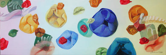 Eindringlinge II, 2005 - Acryl auf Leinwand / Acrilico sobre lienzo / Acril on canvas - 40 x 120 cm