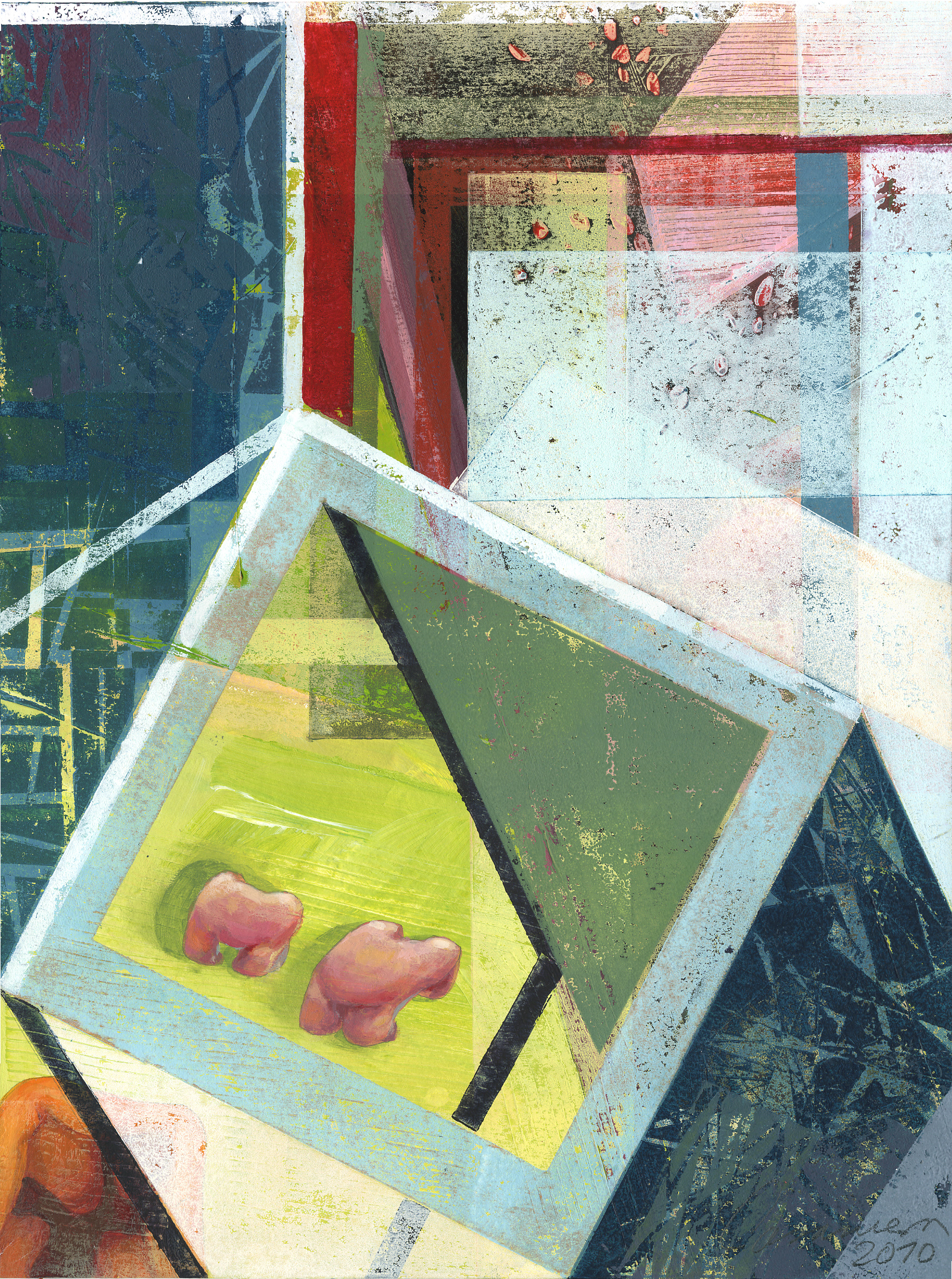 Und sie kammen, 2010 - Pappschnitt-Acryl / Colografía-Acrilico / Cardboard cut-Acril - 52,5 x 37,5 cm