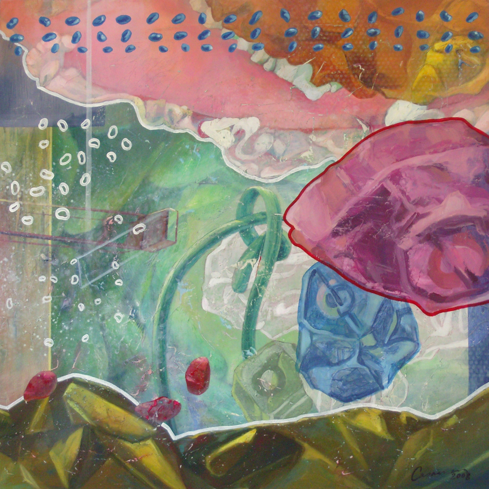 Schwimmend, 2008 - Acryl auf Dibond/ Acrilico sobre Dibond / Acril on Dibond -60 x 60 cm