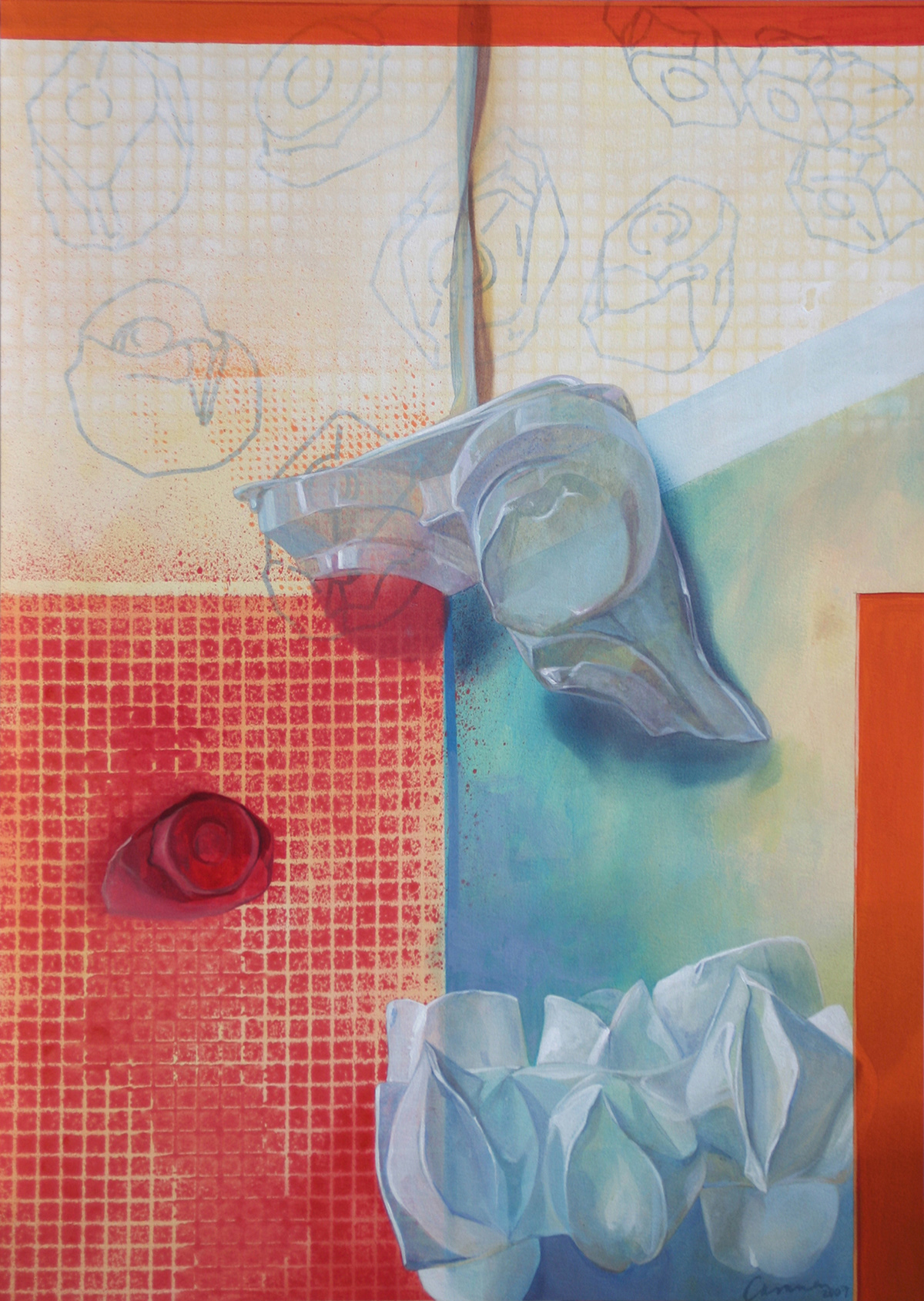 Materia gris", 2007- Acryl auf Papier / Acrilico sobre Cartón / Acril on Cardboard -46 x 69,5 cm