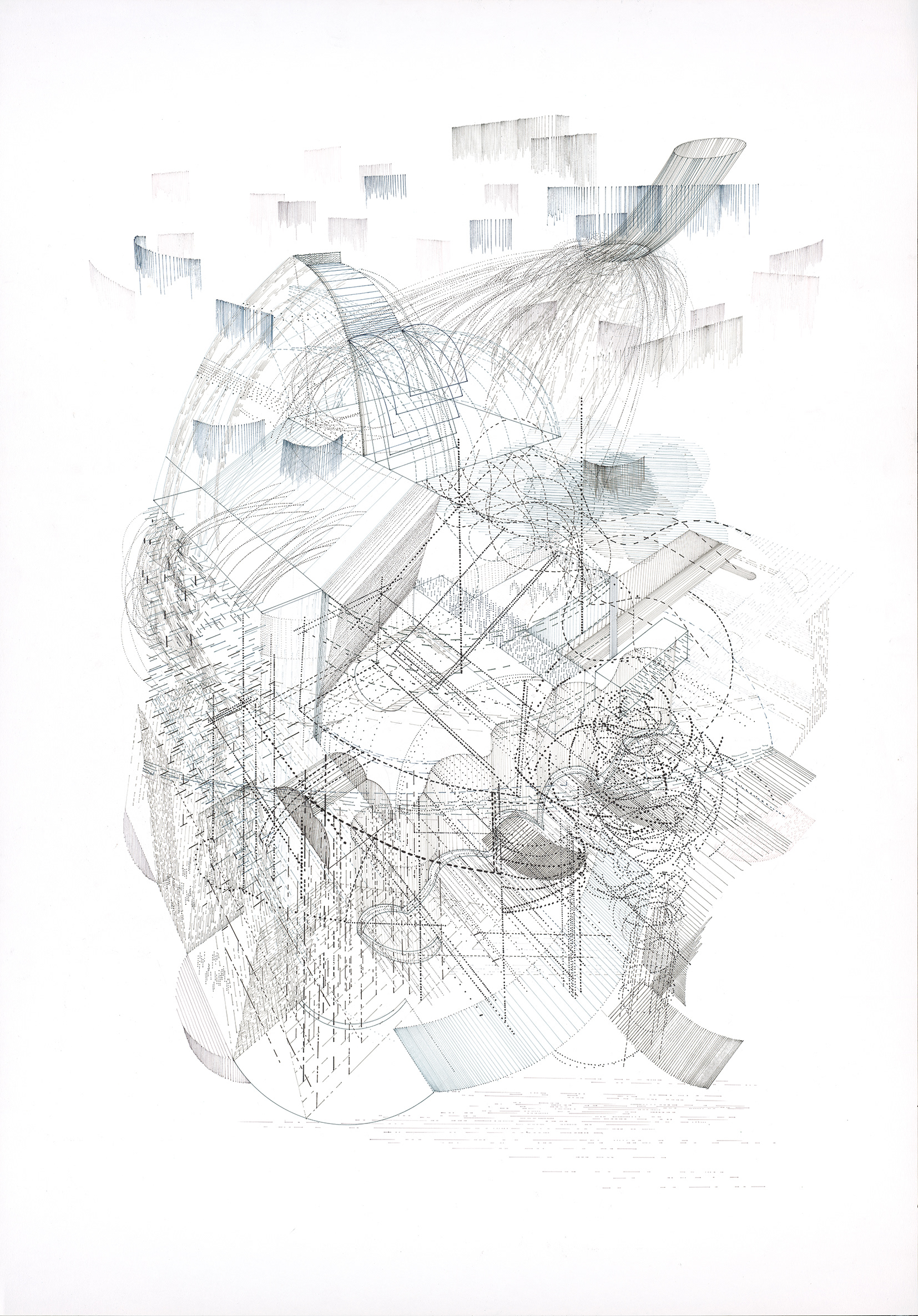 Es hängt etwas in der Luft, 2019, Tinte auf Papier, 100 x 70 cm