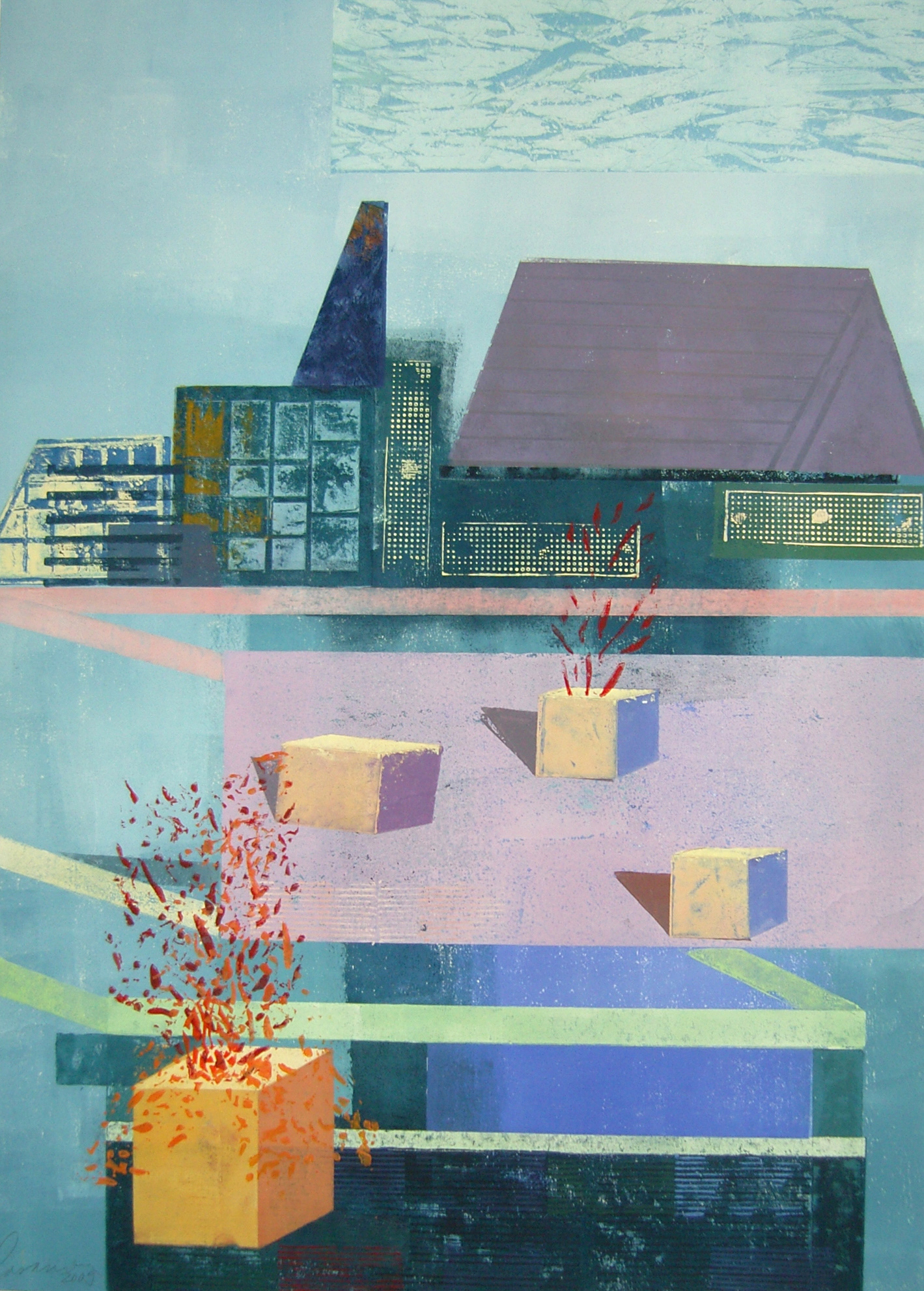 Ausbruch, 2009 - Pappschnitt / Colografía / Cardboard cut - 57x43 cm