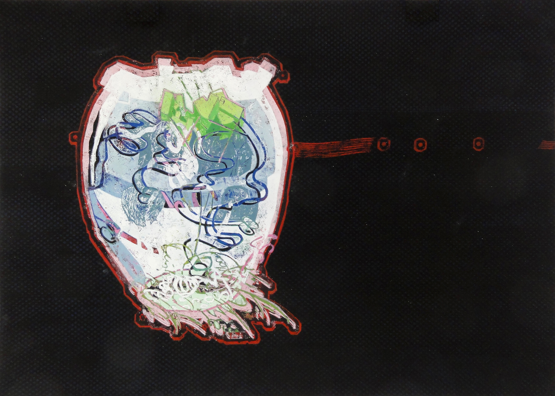 Hingleiten, 2016 - Pappschnitt / Colografía / Cardboard cut - 50x70 cm