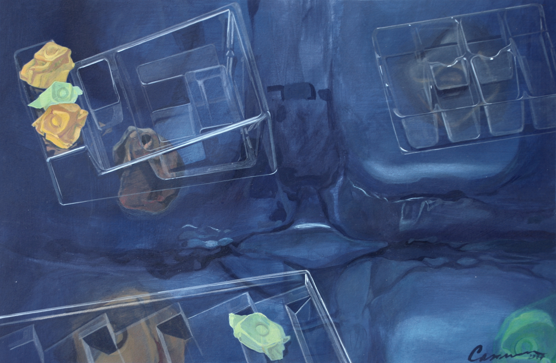 Puesta en escena, 2007 - Acryl auf Papier / Acrilico sobre Cartón / Acril on Cardboard- 46x69,5 cm