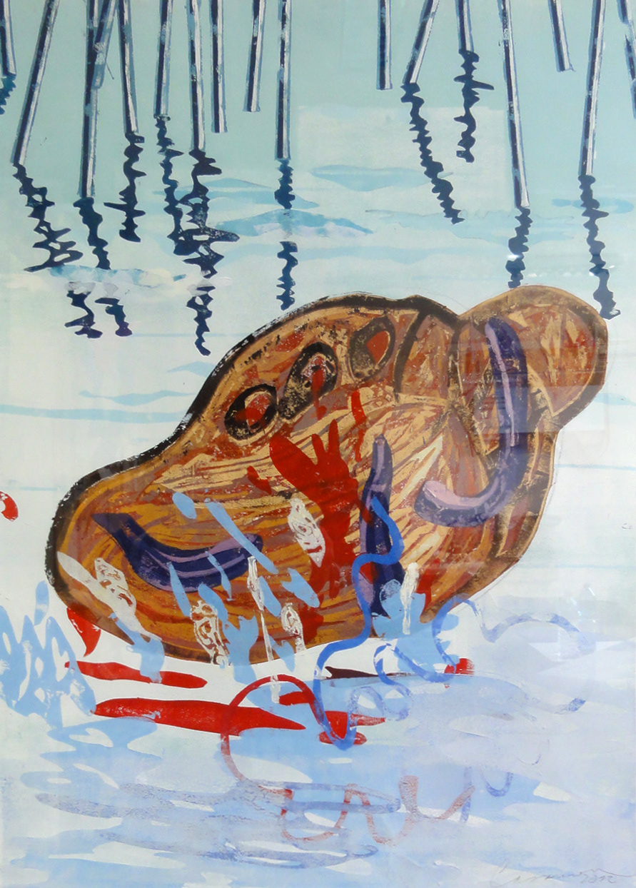 Seenot, 2012 - Pappschnitt / Colografía / Cardboard cut  - 61 x 43 cm